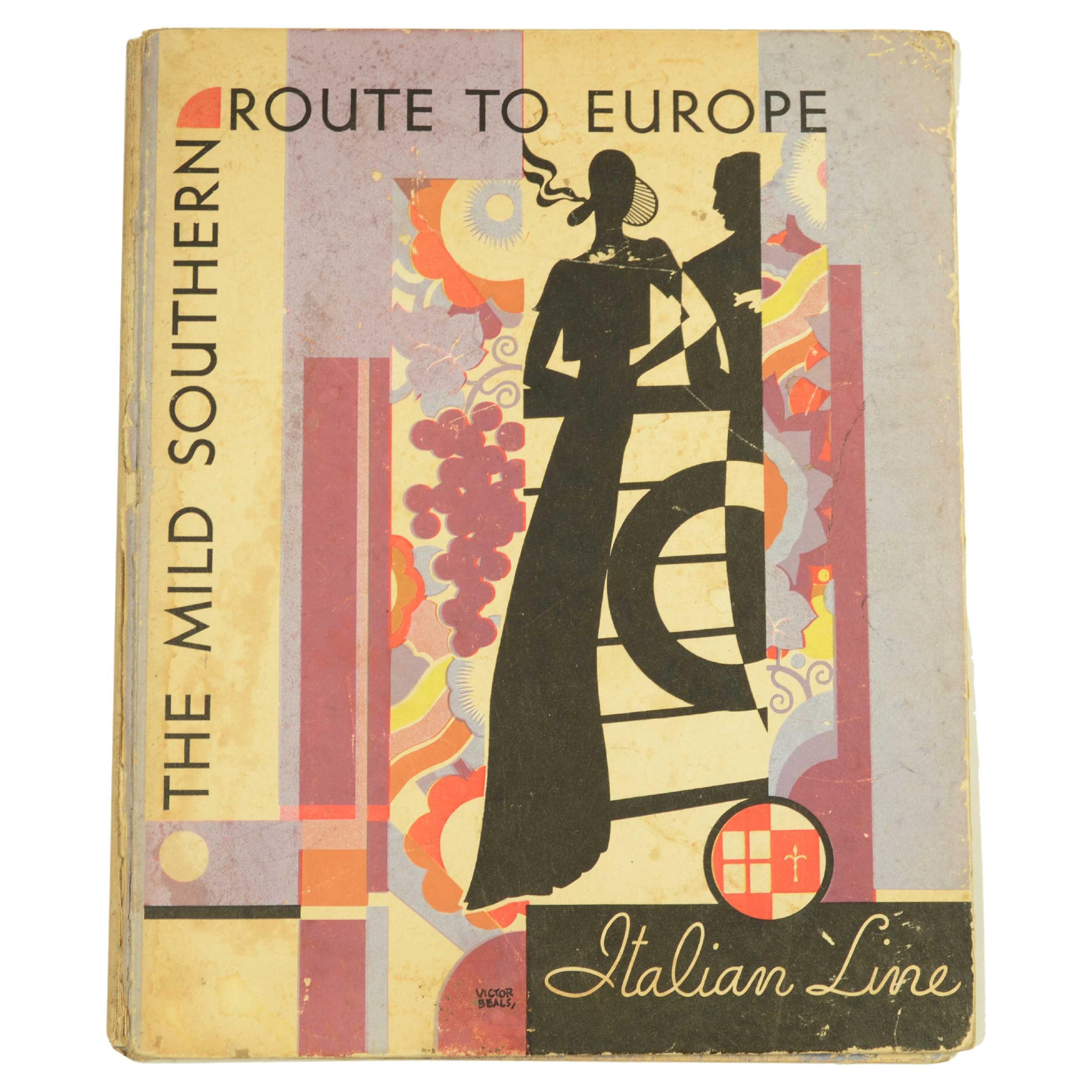 Folleto producido por Victor Beals para los buques ITALIA FLOTTE RIUNITE hacia 1934