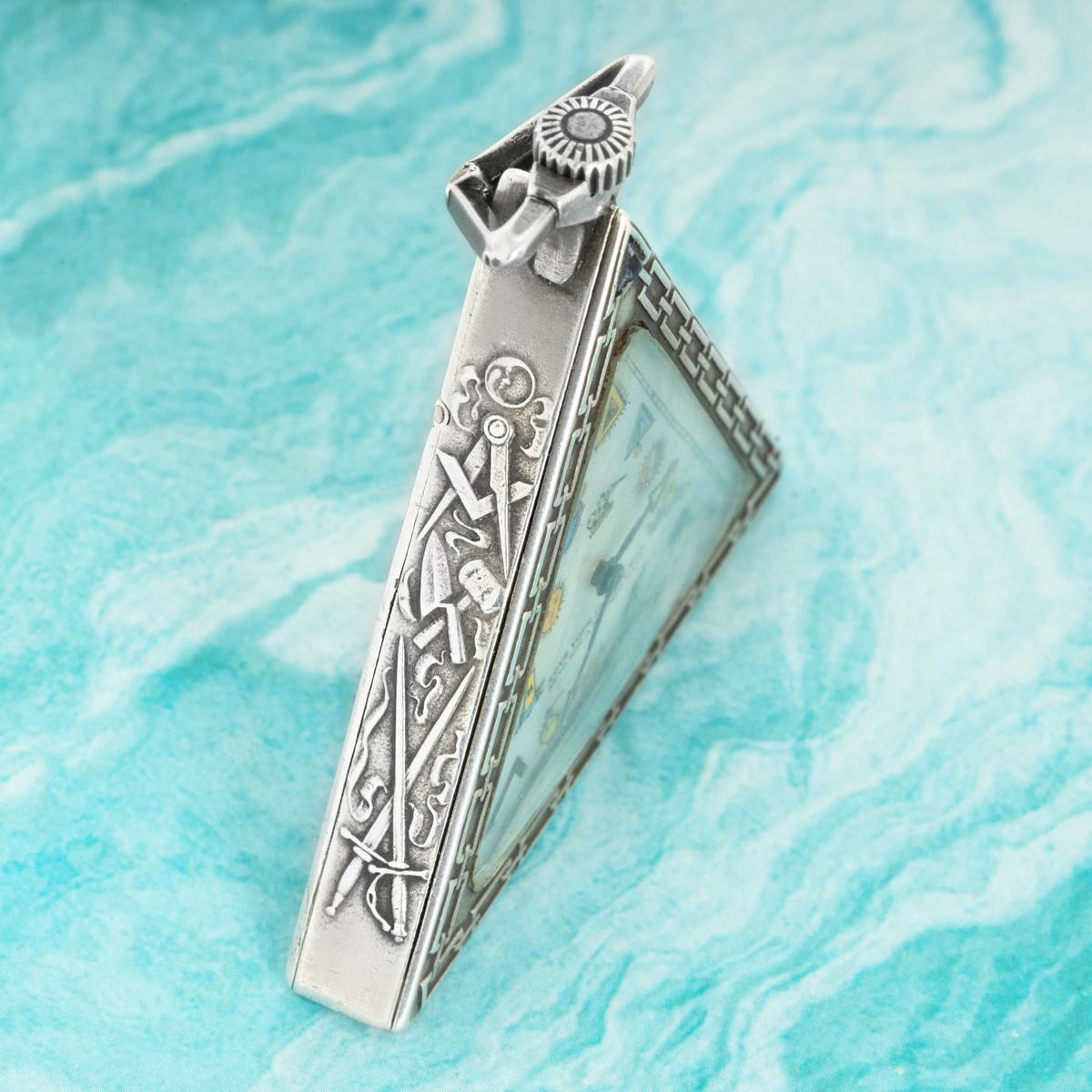 Depose R.U. A Rare Silver Triangular Masonic Pocket Watch C1920 For Sale 2