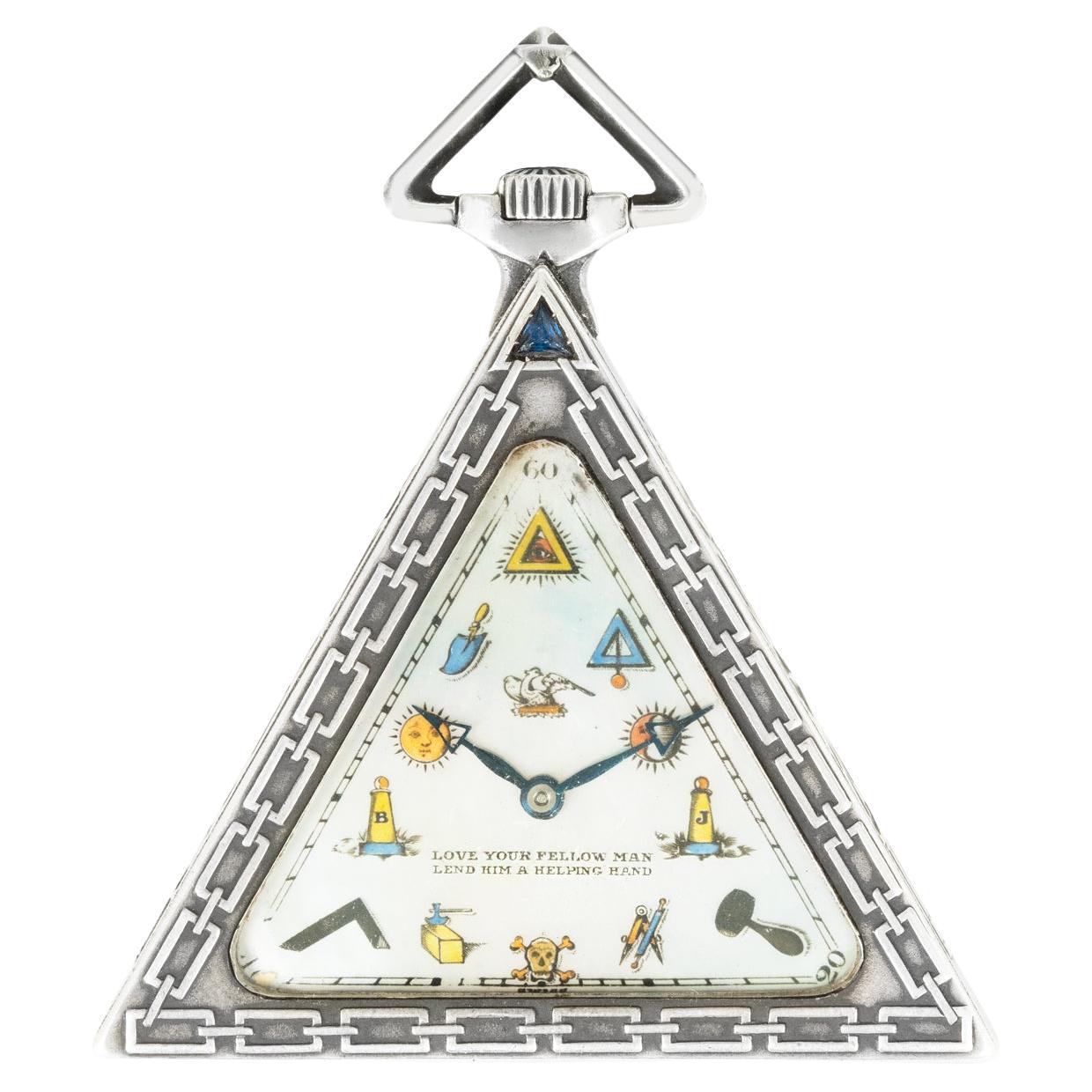 Depose R.U. A Rare Silver Triangular Masonic Pocket Watch C1920 For Sale