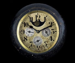 Depose R.U. Brass & Gunmetal Swiss Full Calendar Desk Clock