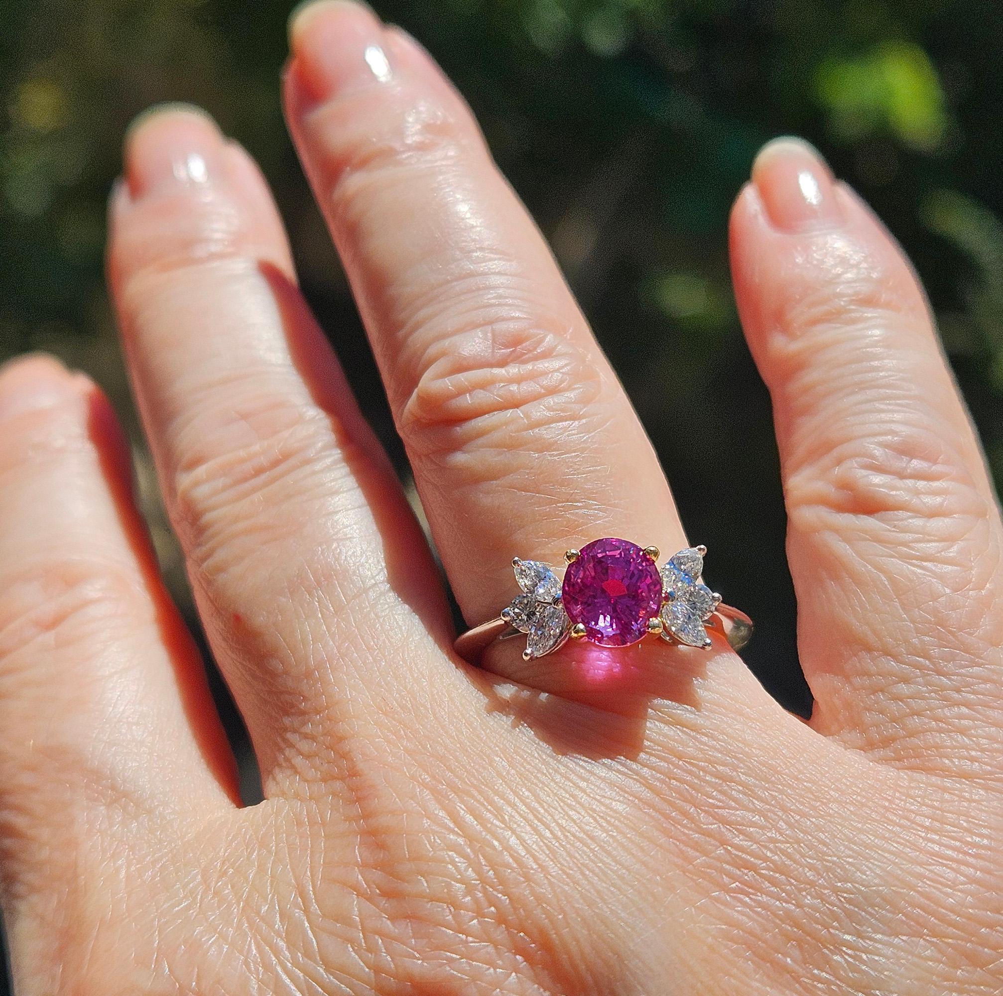 Deposit 1/3 for GIA Vintage TIFFANY & Co Pink Sapphire Diamond Platinum Ring 5