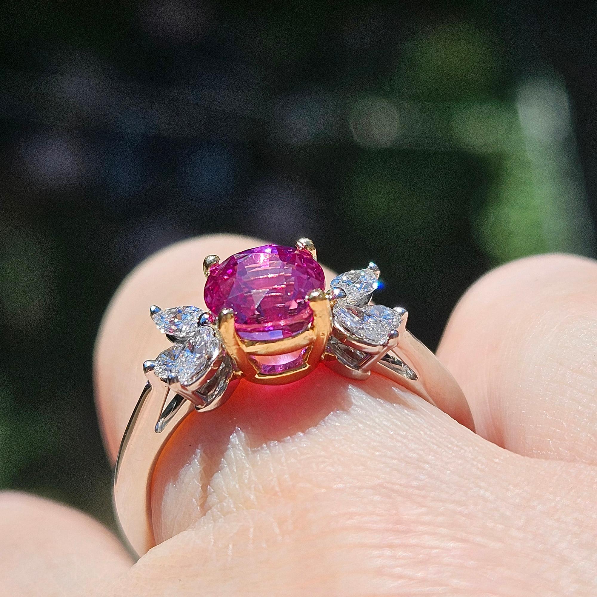 Deposit 1/3 for GIA Vintage TIFFANY & Co Pink Sapphire Diamond Platinum Ring 6