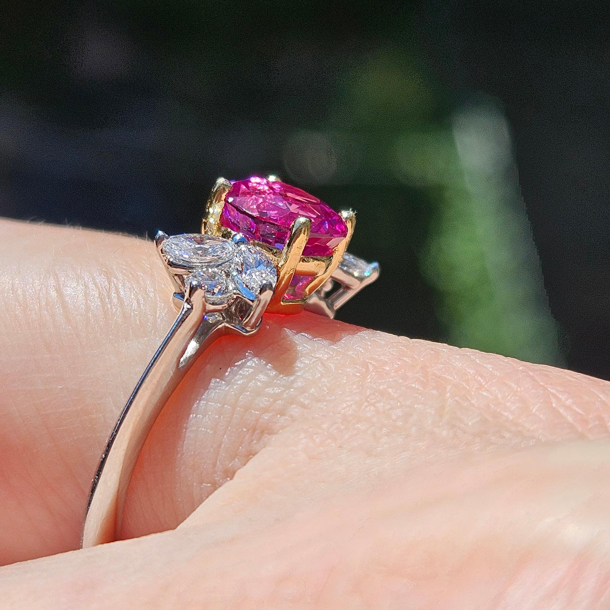 Deposit 1/3 for GIA Vintage TIFFANY & Co Pink Sapphire Diamond Platinum Ring 7