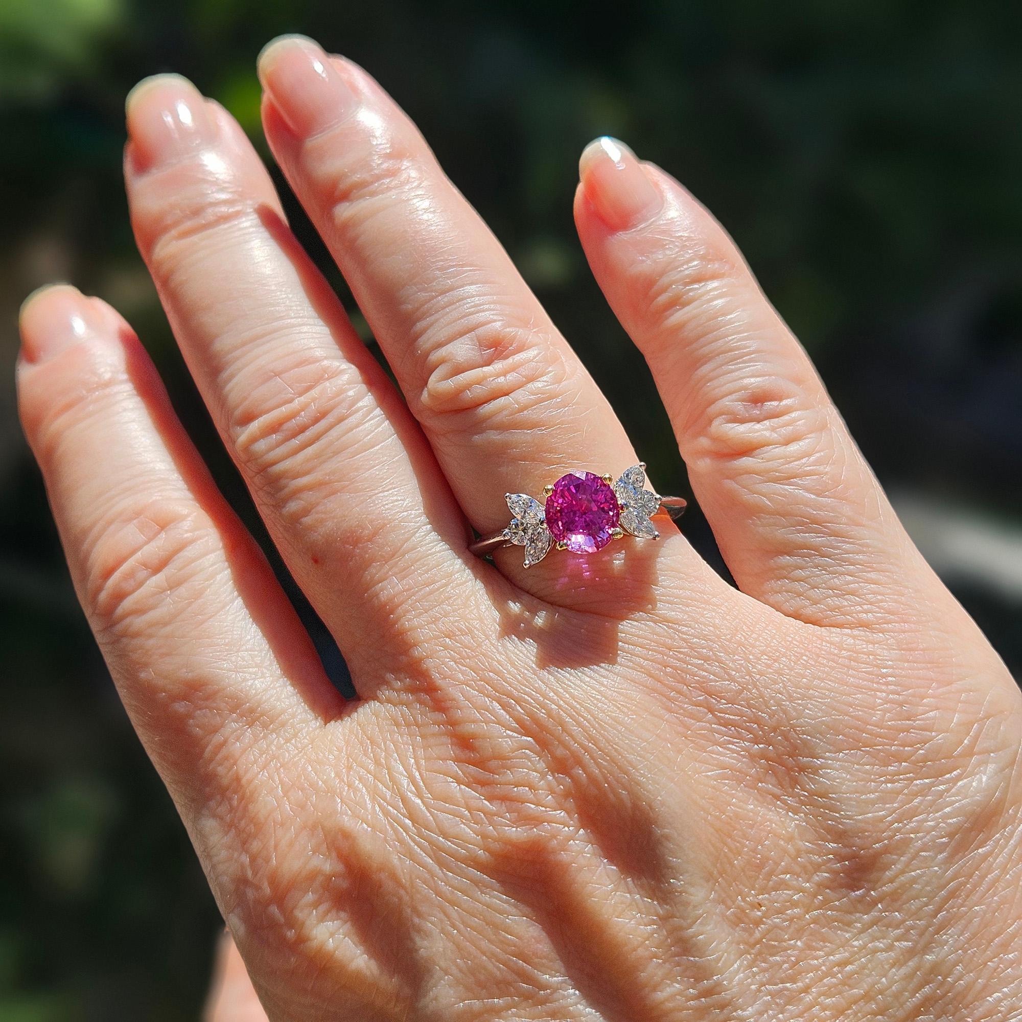Deposit 1/3 for GIA Vintage TIFFANY & Co Pink Sapphire Diamond Platinum Ring 8