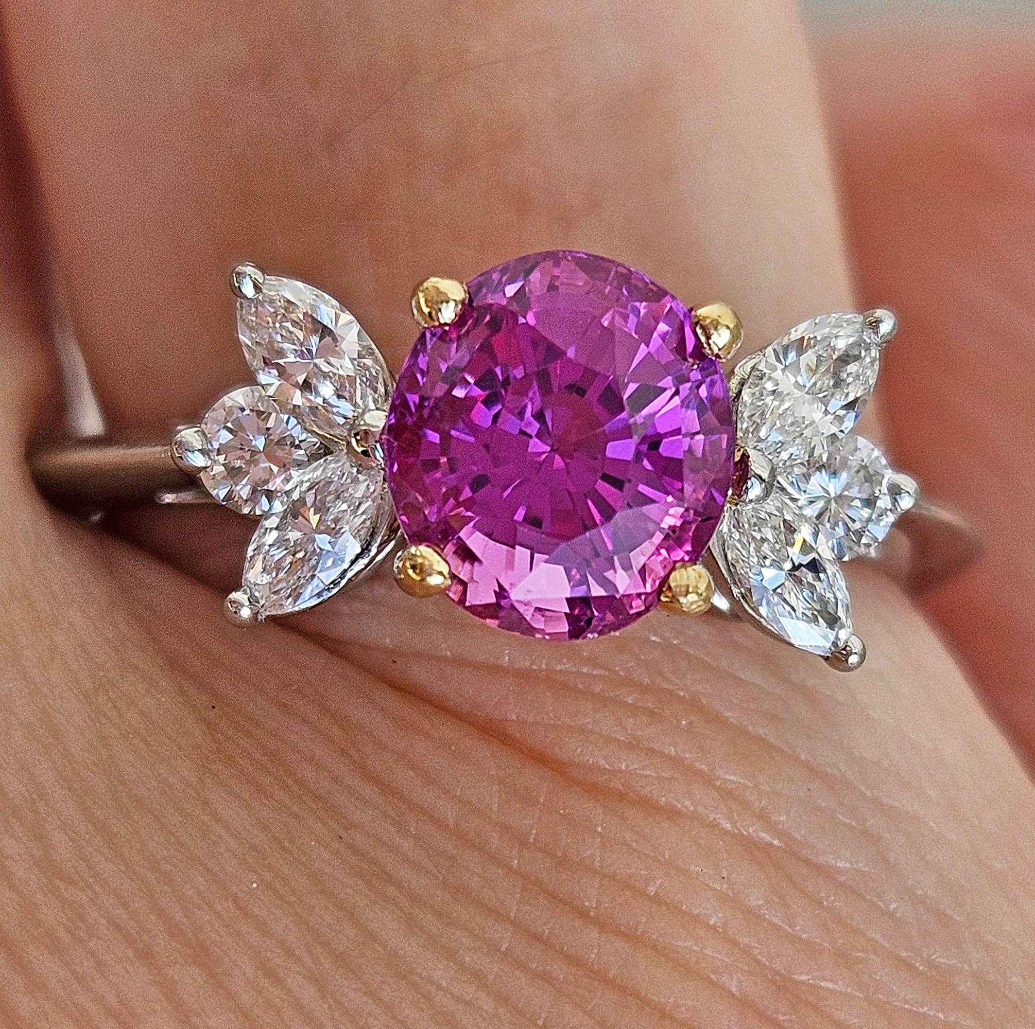 Deposit 1/3 for GIA Vintage TIFFANY & Co Pink Sapphire Diamond Platinum Ring 9