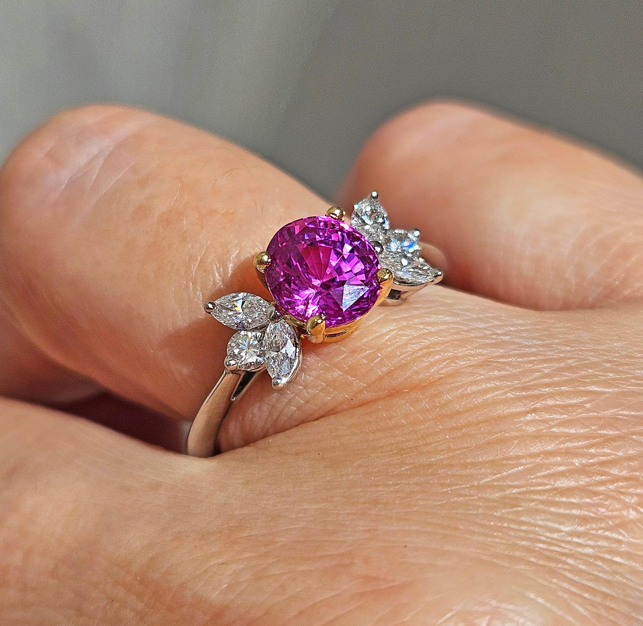 Deposit 1/3 for GIA Vintage TIFFANY & Co Pink Sapphire Diamond Platinum Ring 10