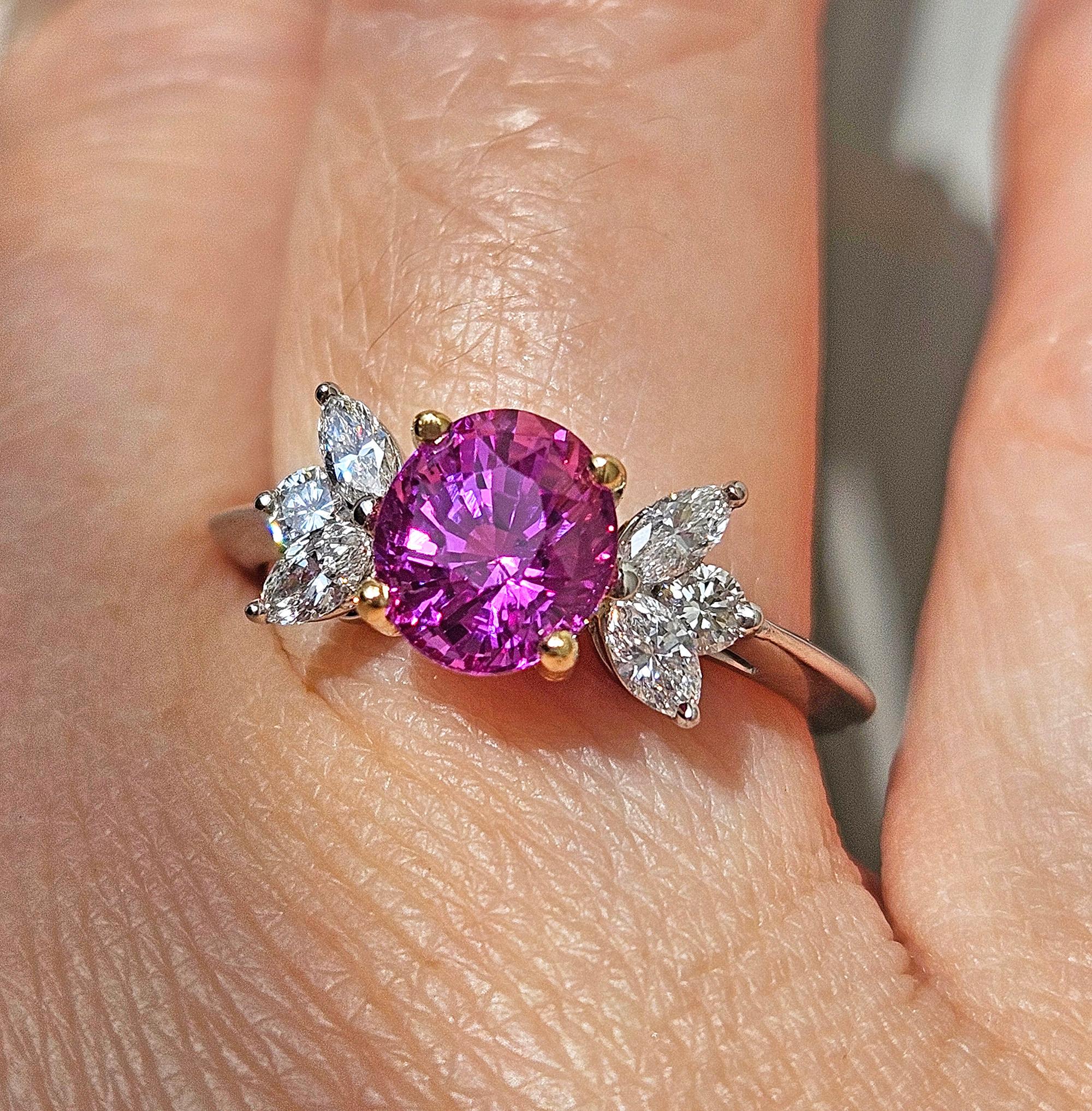 Deposit 1/3 for GIA Vintage TIFFANY & Co Pink Sapphire Diamond Platinum Ring 11
