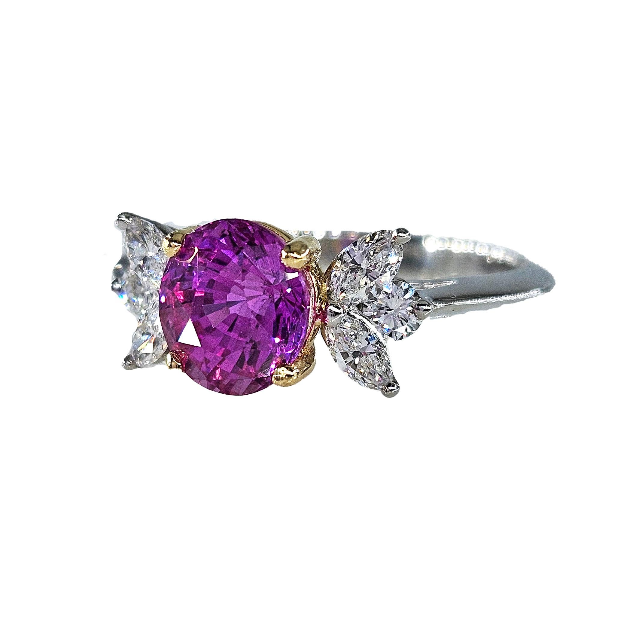 Deposit 1/3 for GIA Vintage TIFFANY & Co Pink Sapphire Diamond Platinum Ring 13
