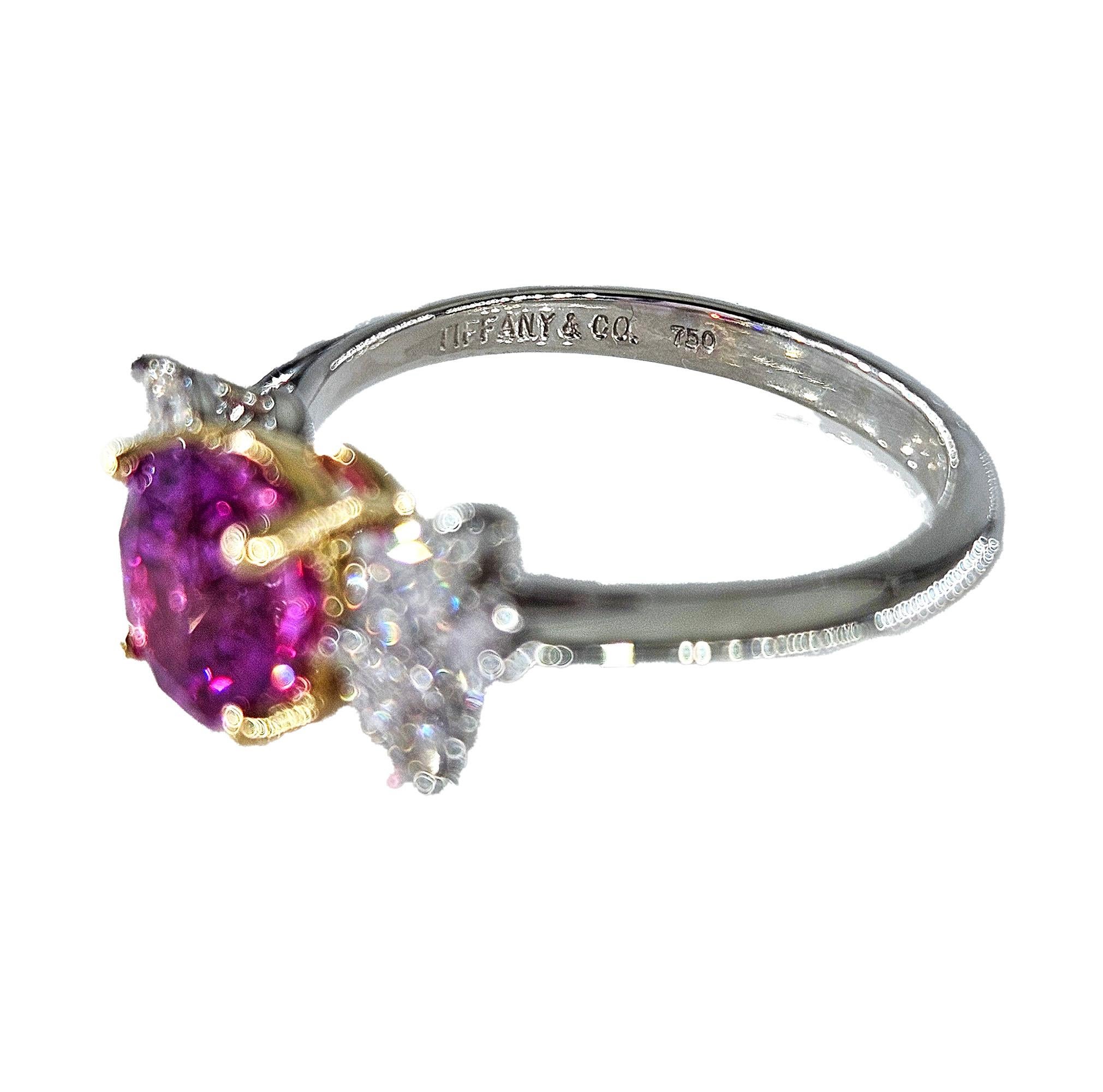 Deposit 1/3 for GIA Vintage TIFFANY & Co Pink Sapphire Diamond Platinum Ring 14