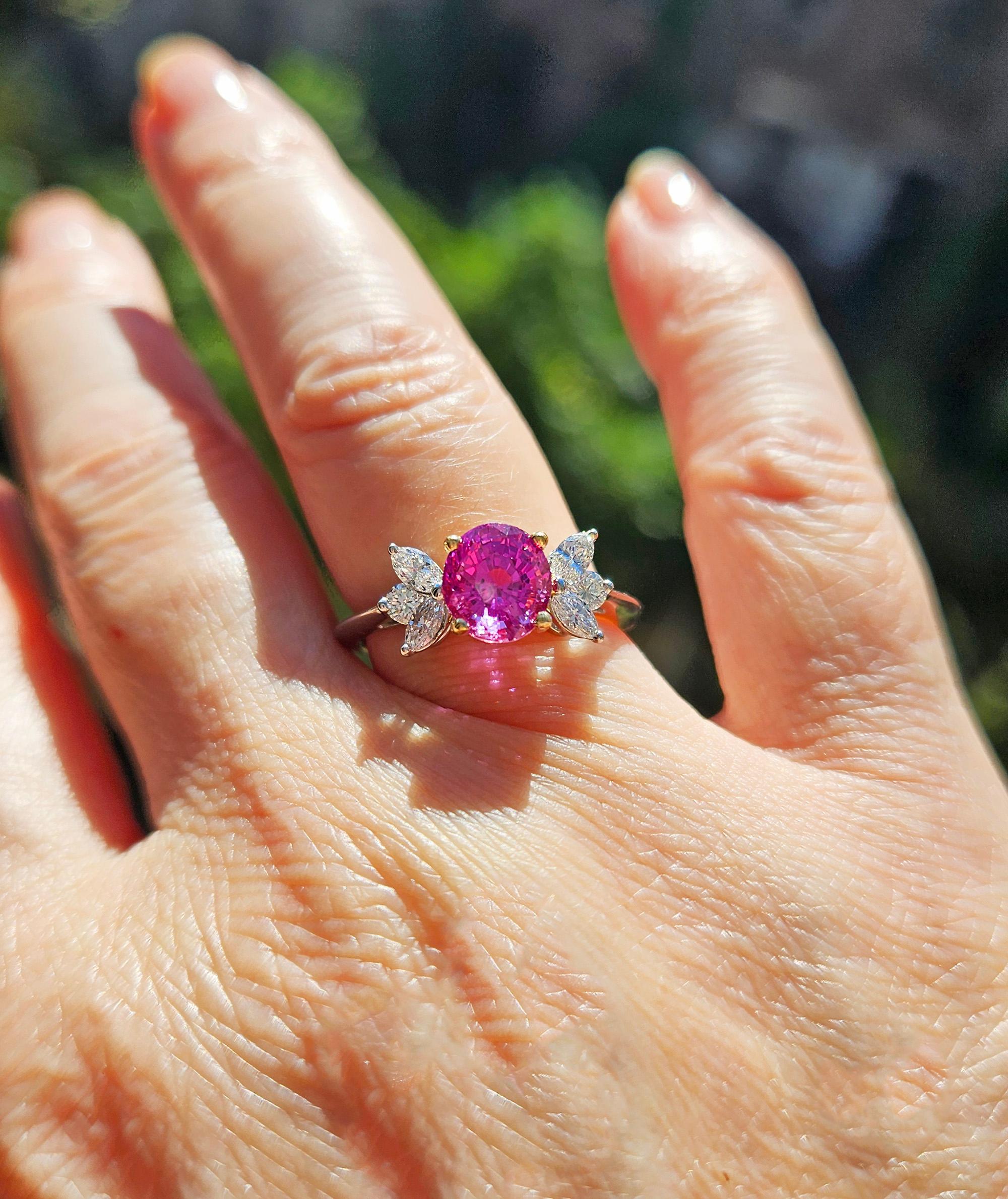 Deposit 1/3 for GIA Vintage TIFFANY & Co Pink Sapphire Diamond Platinum Ring 3