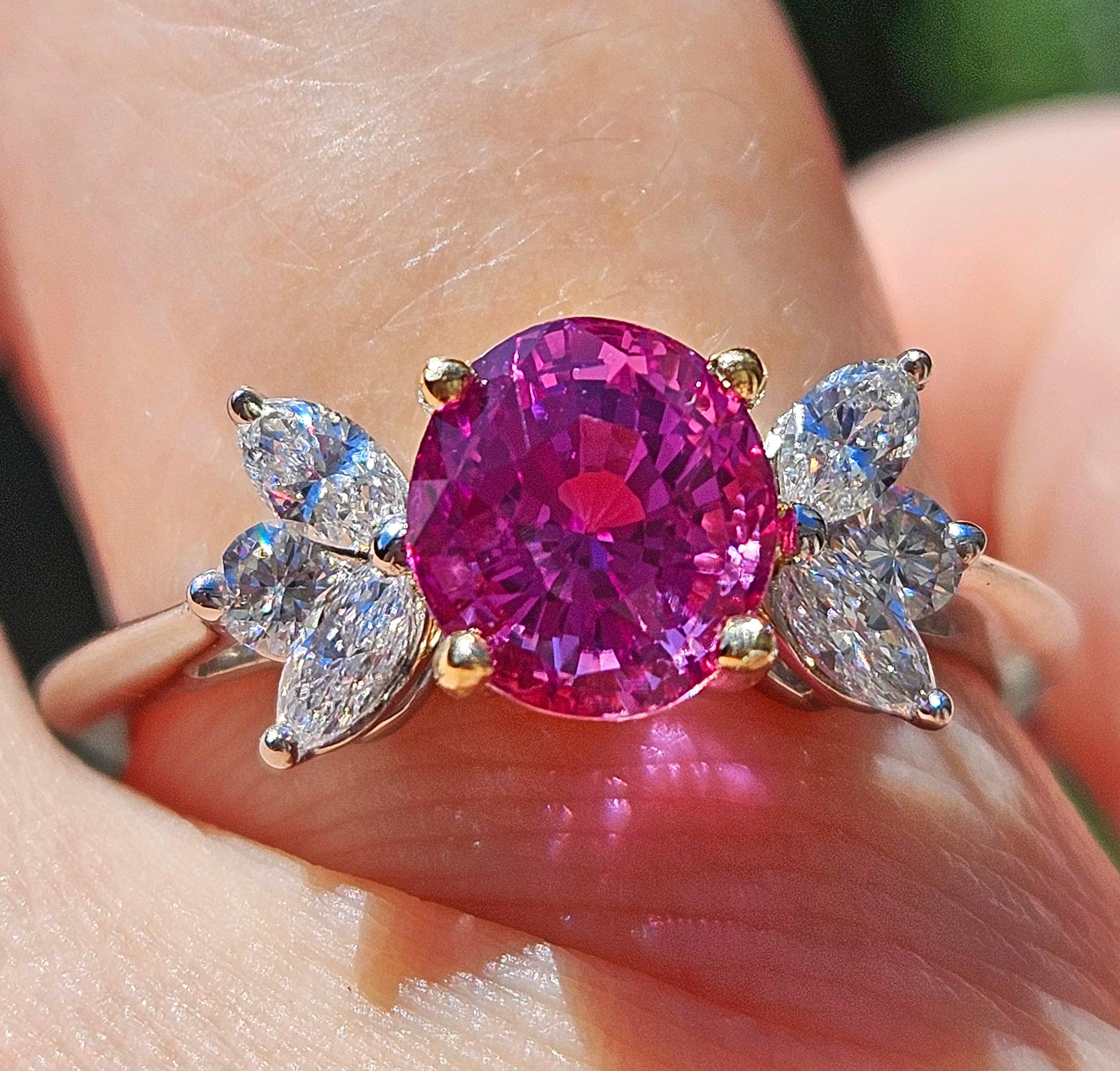 Deposit 1/3 for GIA Vintage TIFFANY & Co Pink Sapphire Diamond Platinum Ring 4