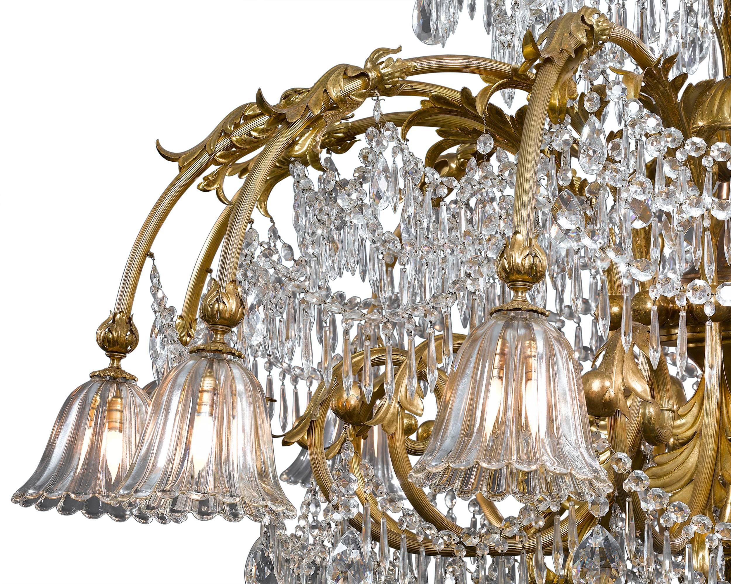 French Deposit - Baccarat Art Deco-Period Eighteen-Light Crystal Chandelier
