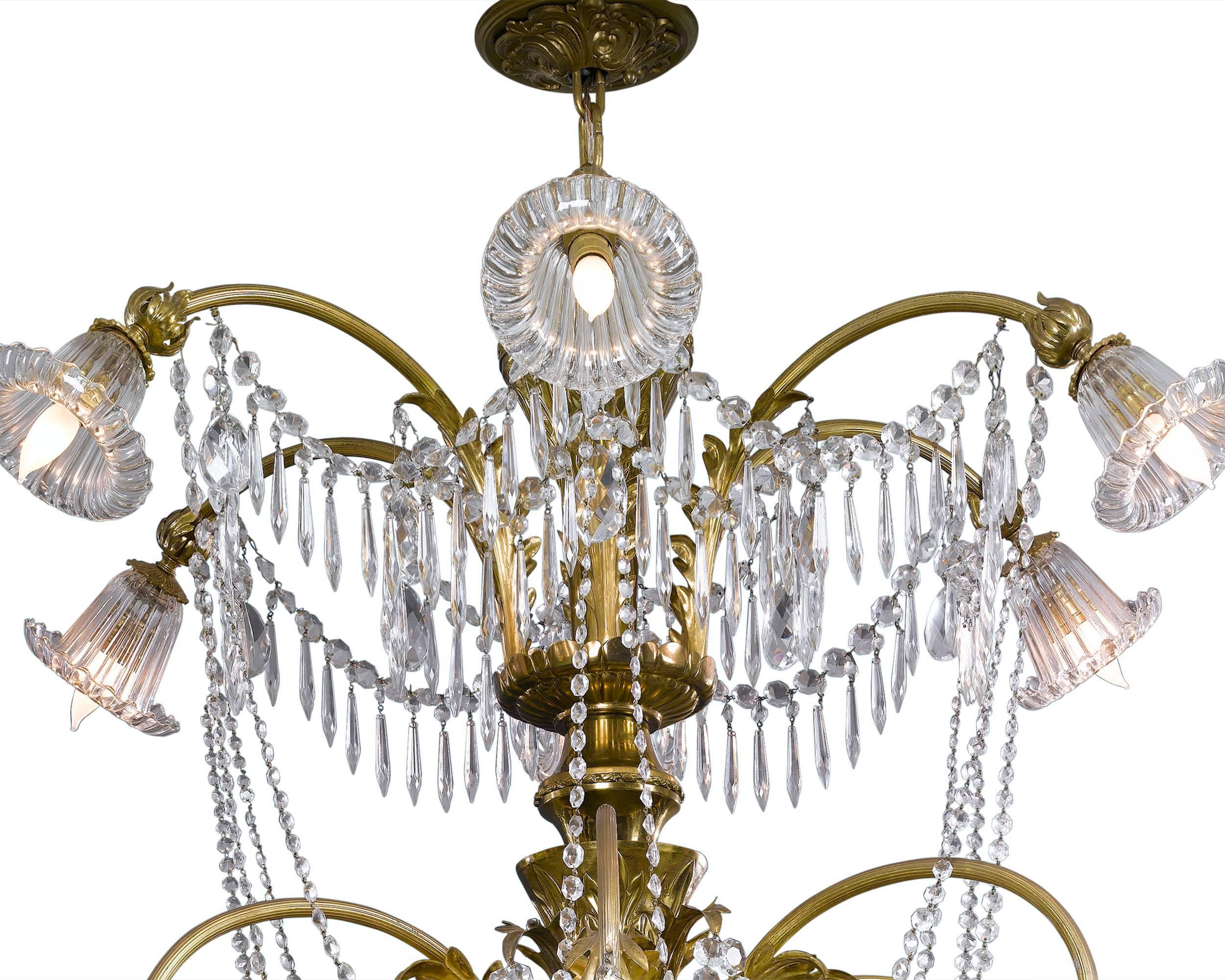 Deposit - Baccarat Art Deco-Period Eighteen-Light Crystal Chandelier In Excellent Condition In New Orleans, LA