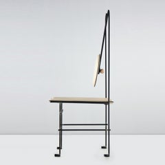dePostura Dining Chair, Off-White Leather and Iron Frame by Mario Milana