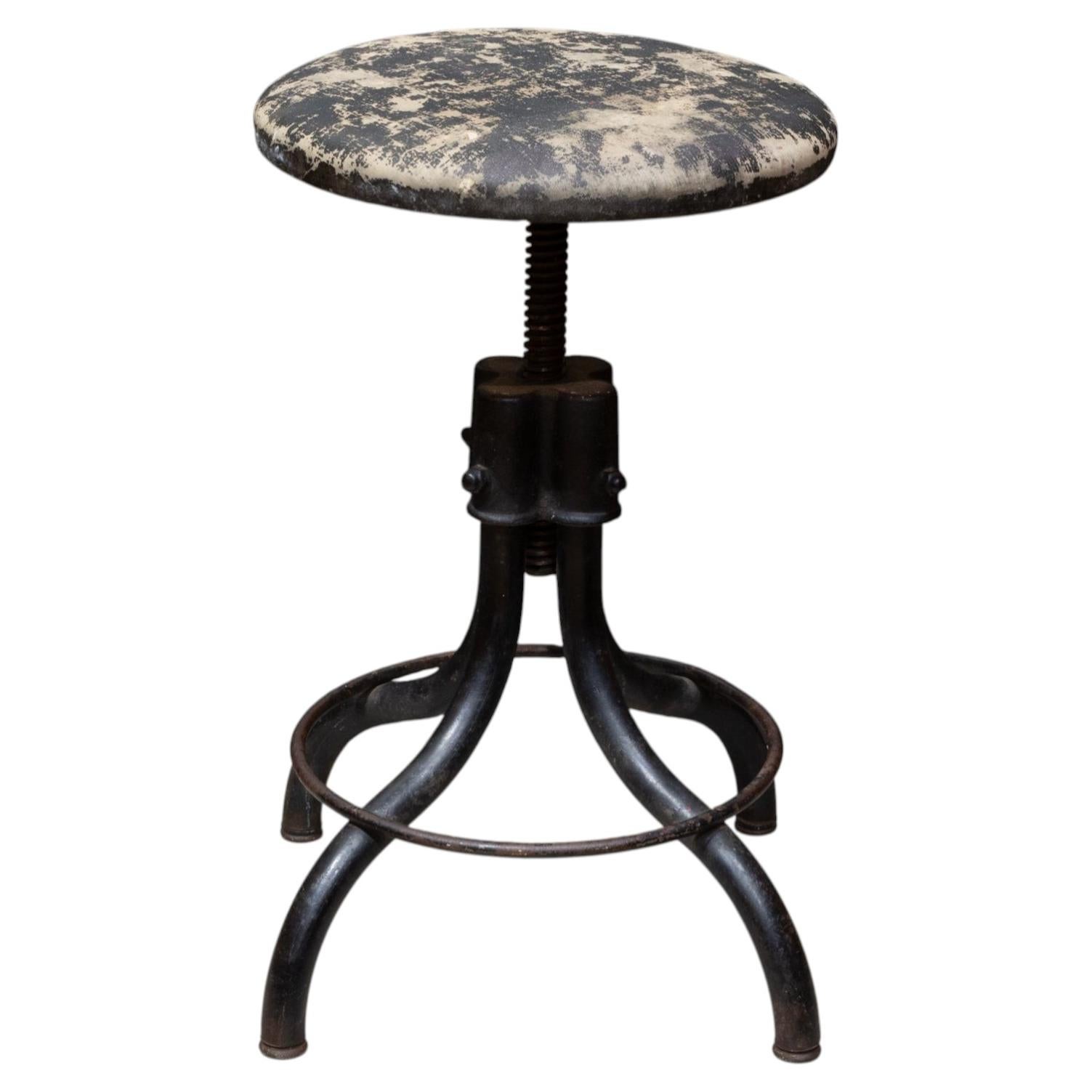 Depression Era Cast Iron Swivel Factory Stool c.1930 For Sale