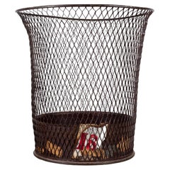 Antique Depression Era Expanded Metal Mesh Waste Basket, C.1930