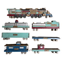 Depression Era Folk-Art Toy Train Set, Bench-made, Union Pacific
