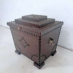 Depression Era Leather Clad Box Over Fruit Crate Elements, Circa 1930s