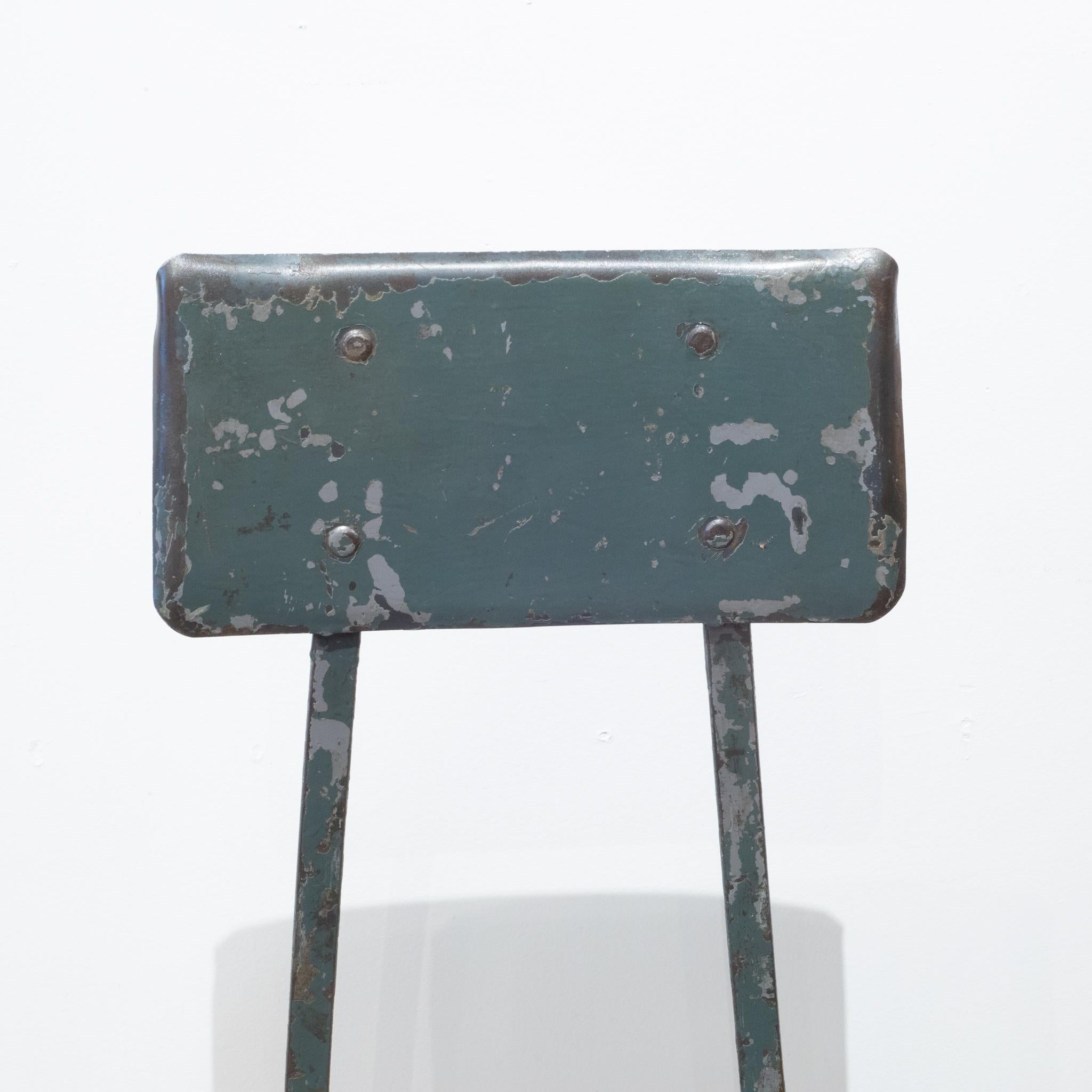 Industrial Depression Era Pressed and Folded Steel Factory Stool c.1930