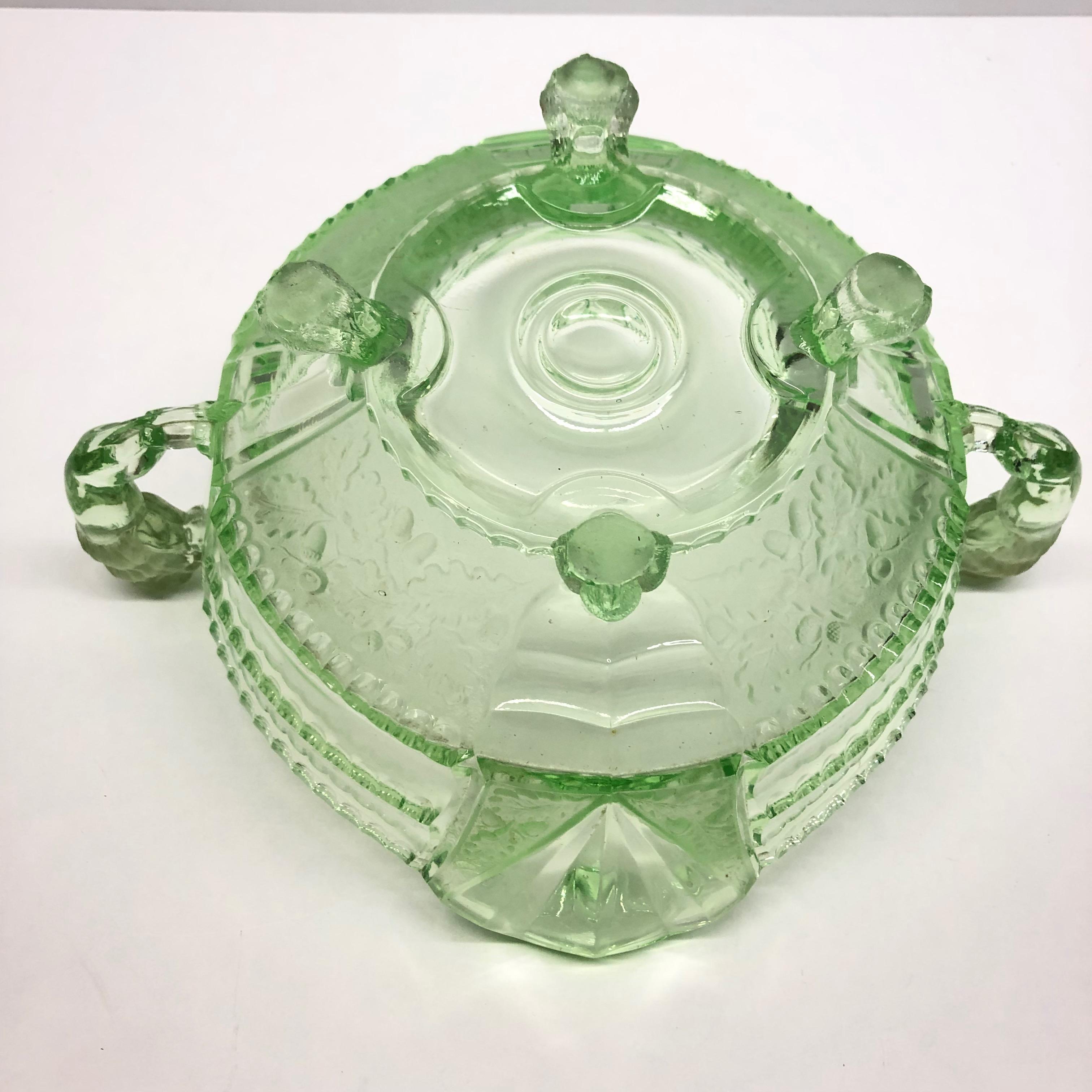 Depression Vaseline Glass Bowl Catchall Antique German, 1910s 3