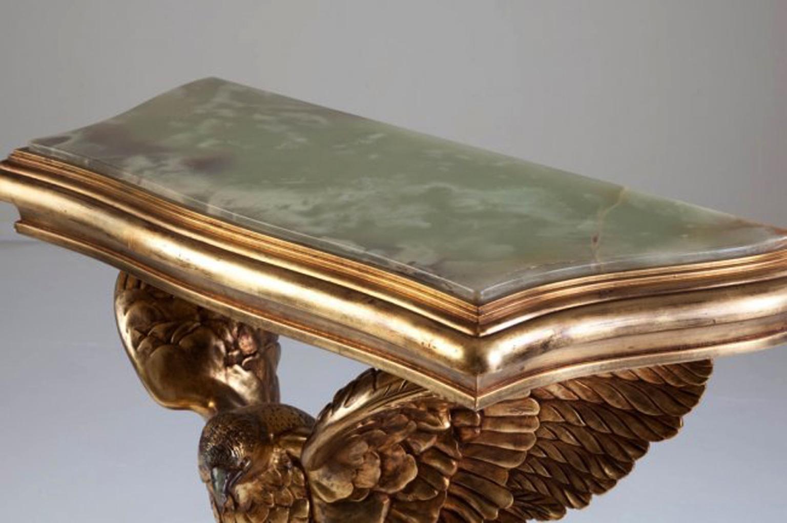 Carved English Giltwood and Onyx Console Table