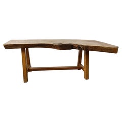 Profondeur : Table basse brutaliste vintage en bois, années 1960