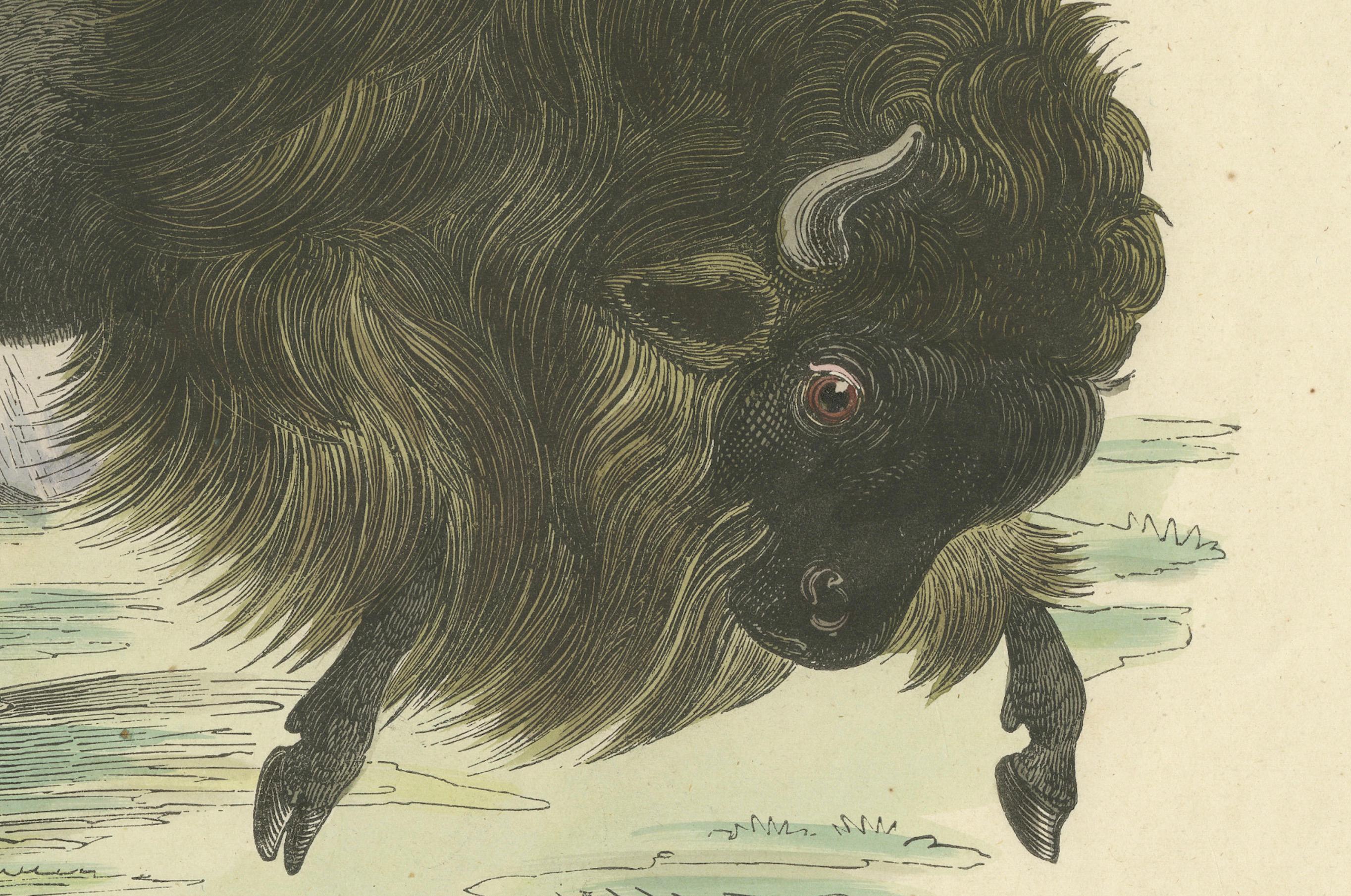 Title: Der Bison (American Bison) - Hand-Colored Zoological Print, Circa 1840  

Description: This exquisite hand-colored lithograph, titled 