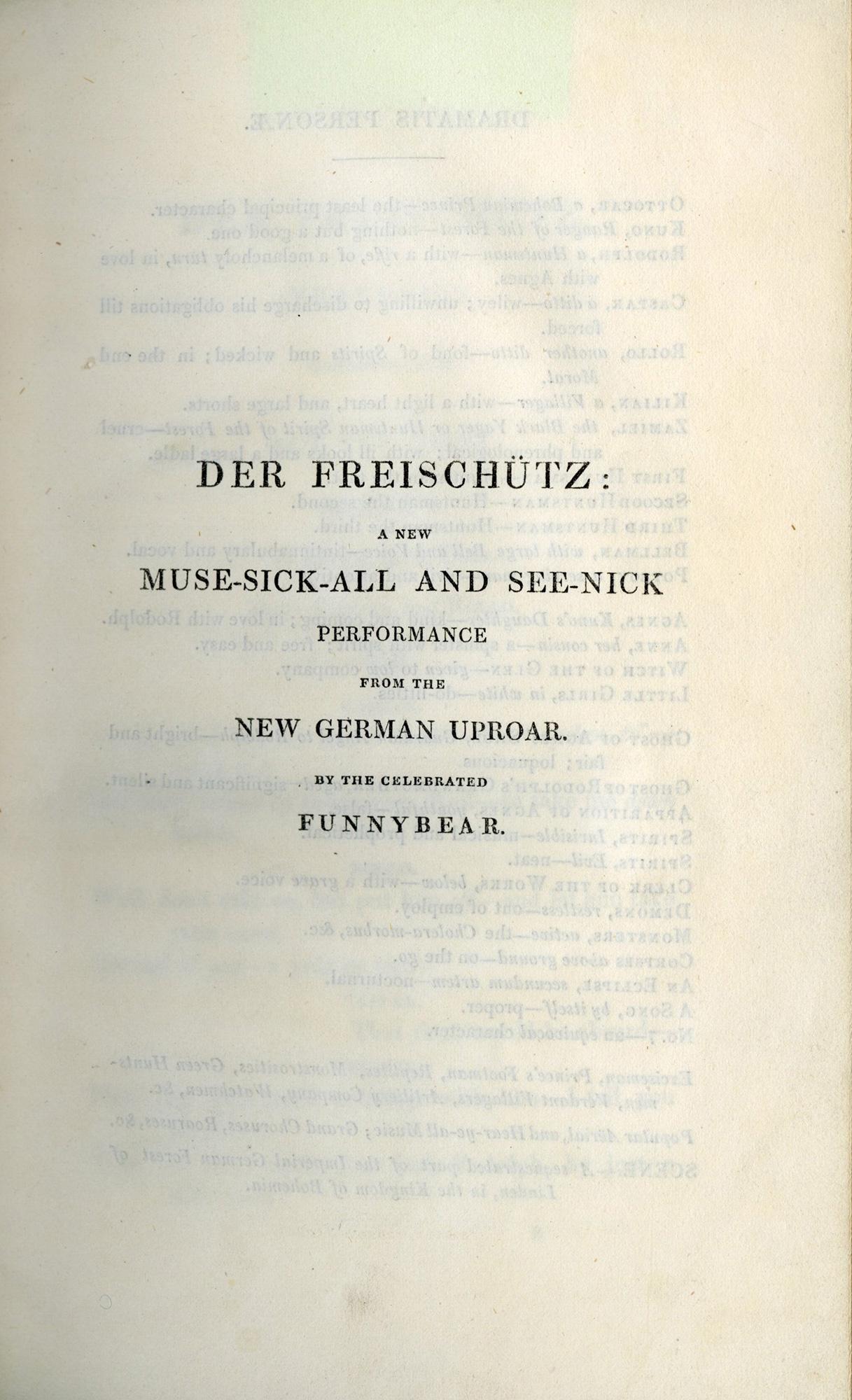 Dorato Der Freischütz Travestie. Con dodici incisioni di George Cruikshank in vendita