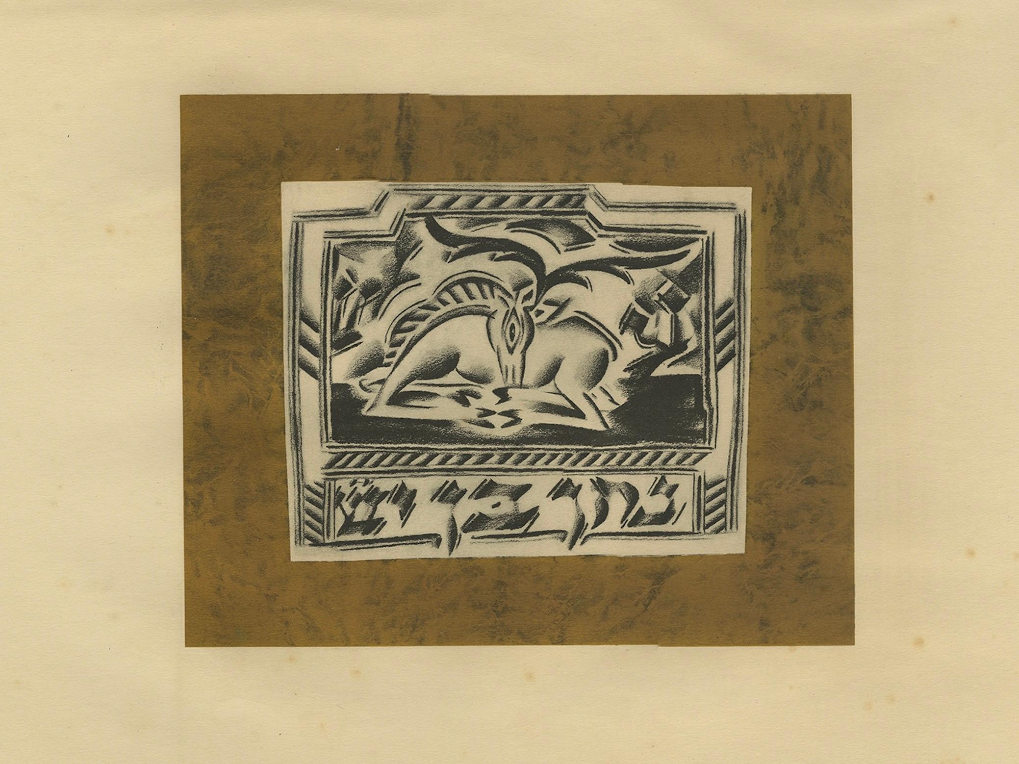 Der Ruhende Hirsch, 1923: Seltene Hirsch-Lithographie aus Hirsch von Nathan Altmann (Frühes 20. Jahrhundert) im Angebot