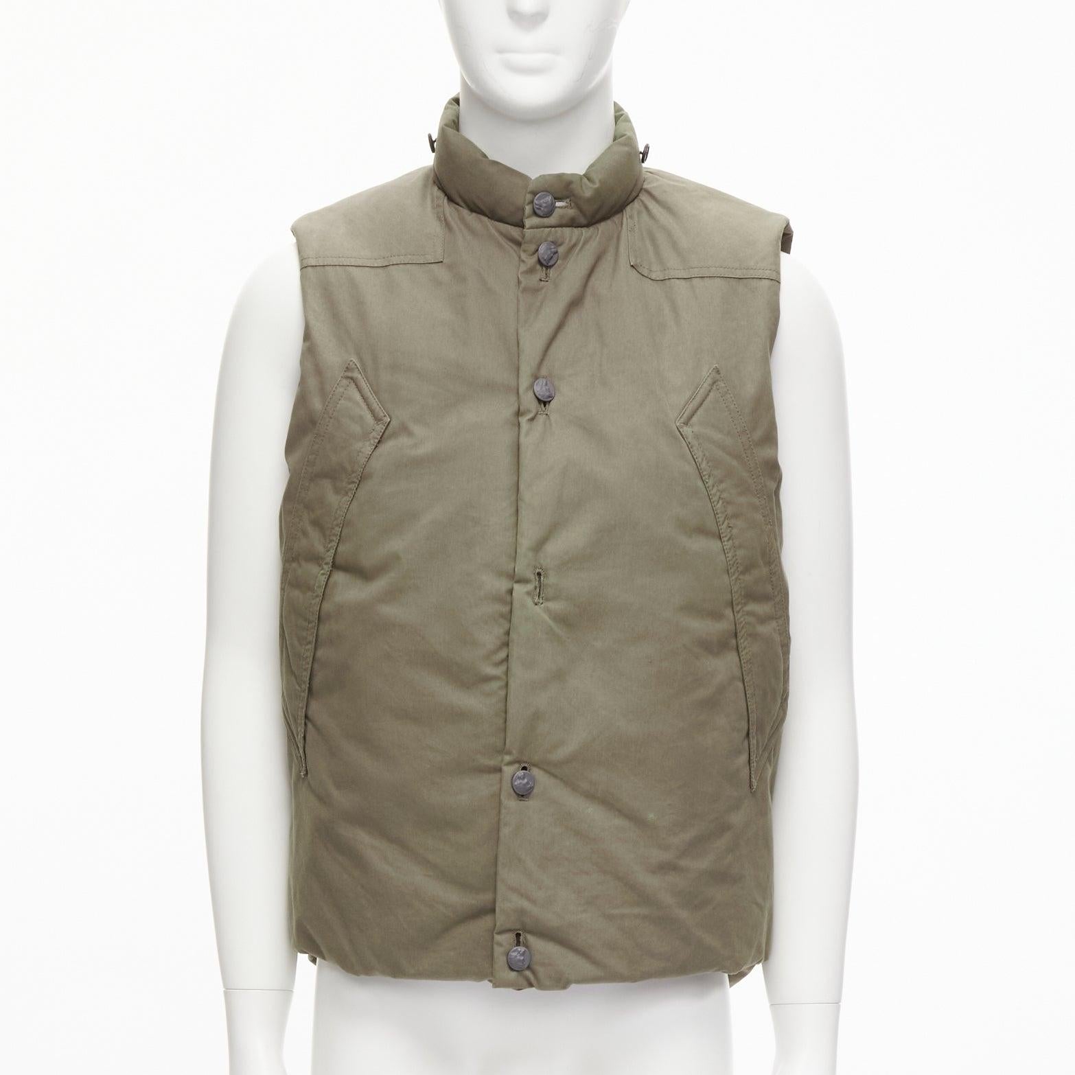 DER SAMMLER khaki weatherproof ventile cotton padded puffer vest jacket EU48 M In Good Condition For Sale In Hong Kong, NT