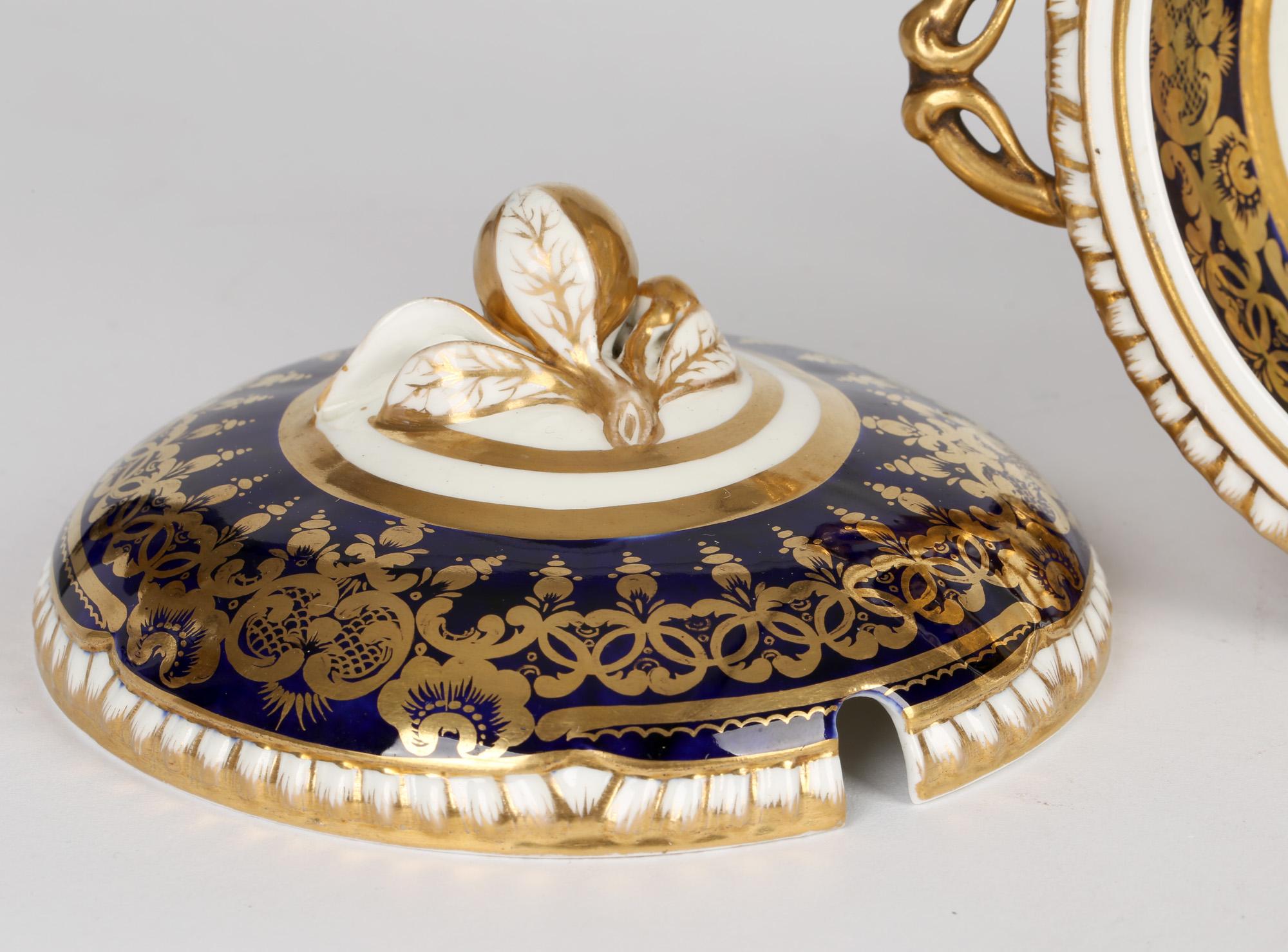 Derby Attributed Hand Painted Twin Handled Lidded Sauce Tureen 7