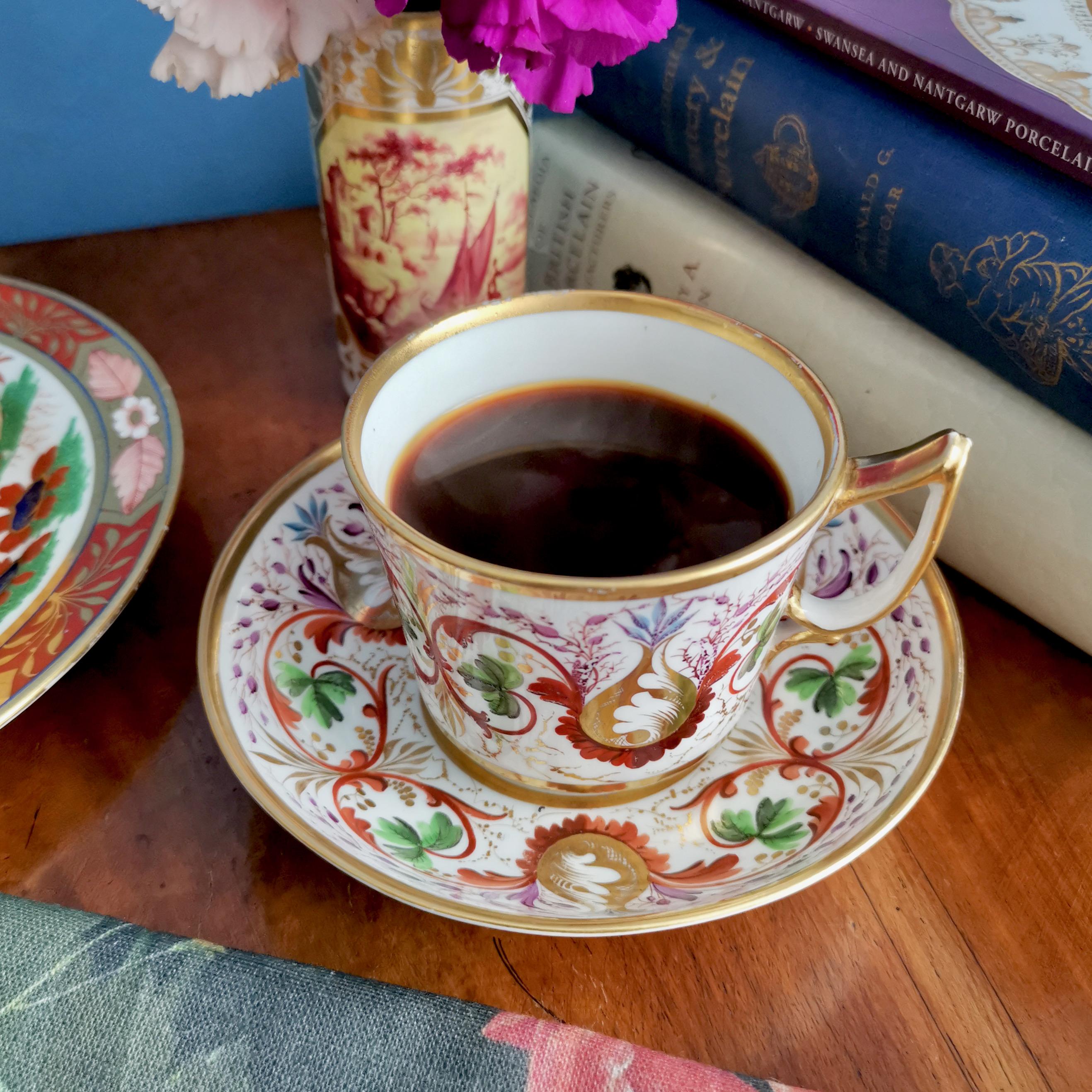 This is a very rare large coffee cup and saucer made by Derby in about 1800. The cup in in an extra large size and is therefore called a 