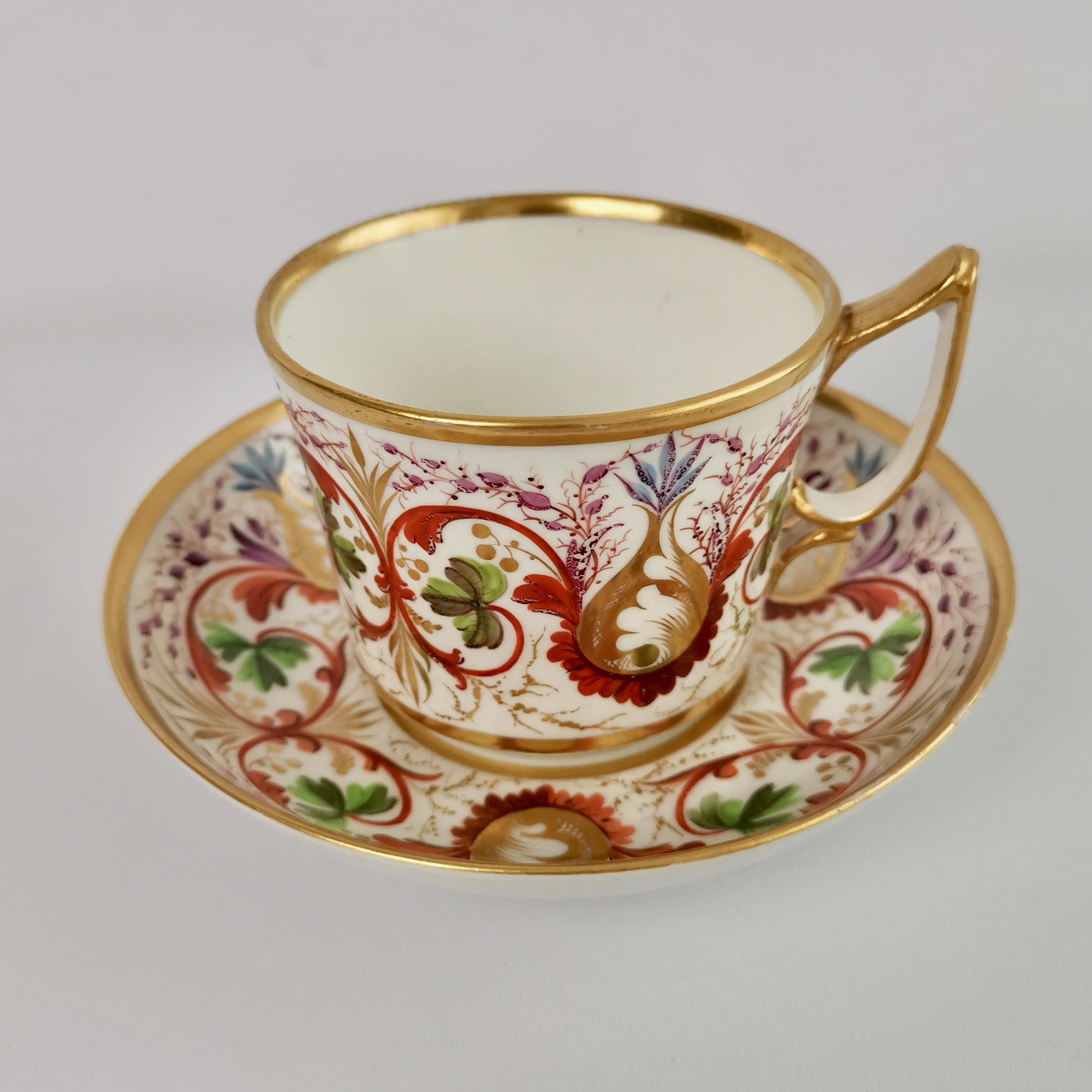 English Derby Breakfast Porcelain Coffee Cup, Regency Pattern, ca 1800
