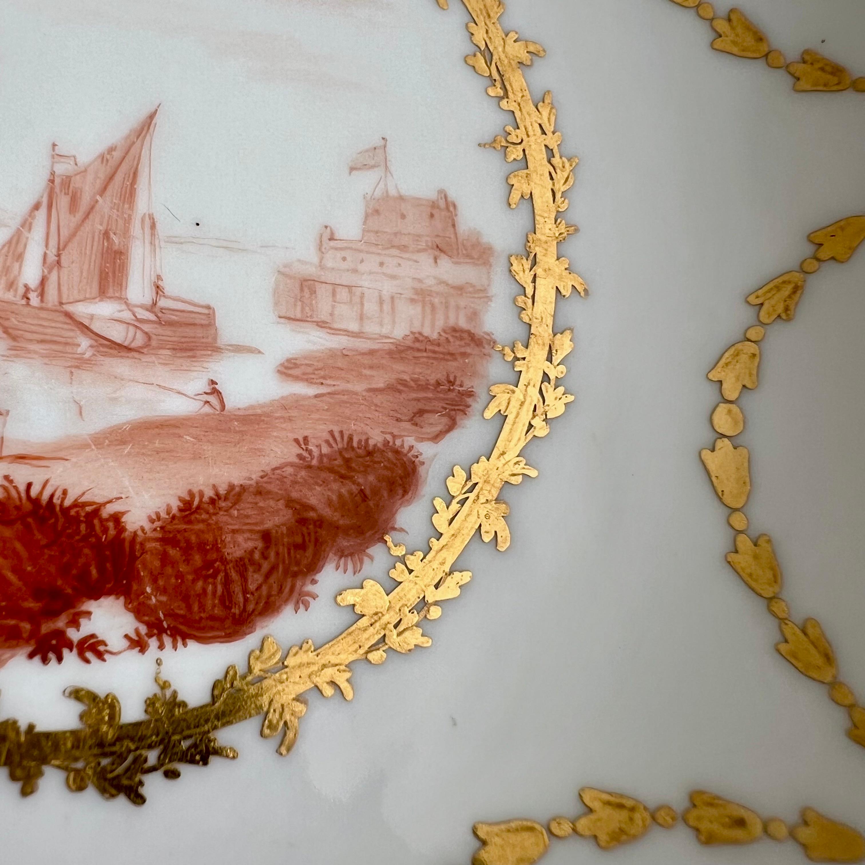 Taza de café Derby, paisajes monocromos en sepia Zachariah Boreman, ca 1785 en venta 2
