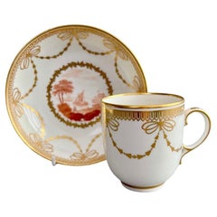 Taza de café Derby, paisajes monocromos en sepia Zachariah Boreman, ca 1785