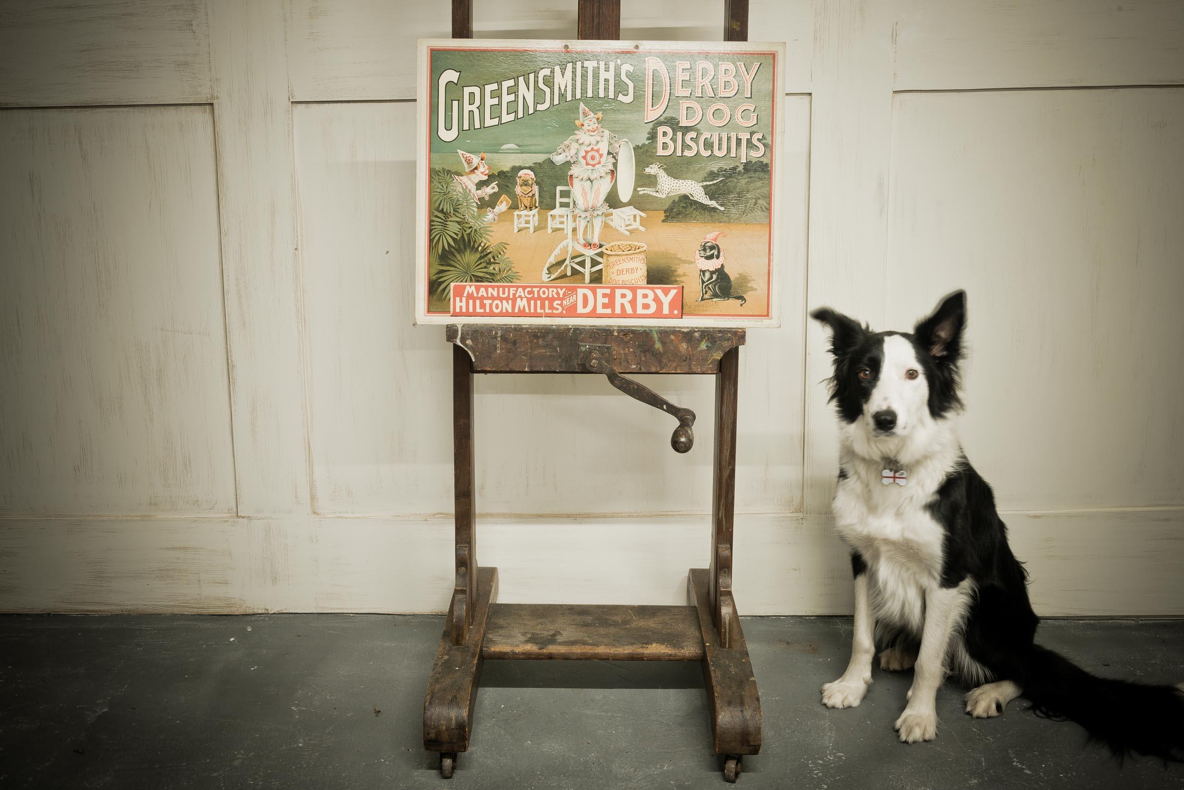 British A Victorian  advertising plaque representing Greensmith's Derby Dog biscuits.