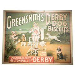Antique A Victorian  advertising plaque representing Greensmith's Derby Dog biscuits.