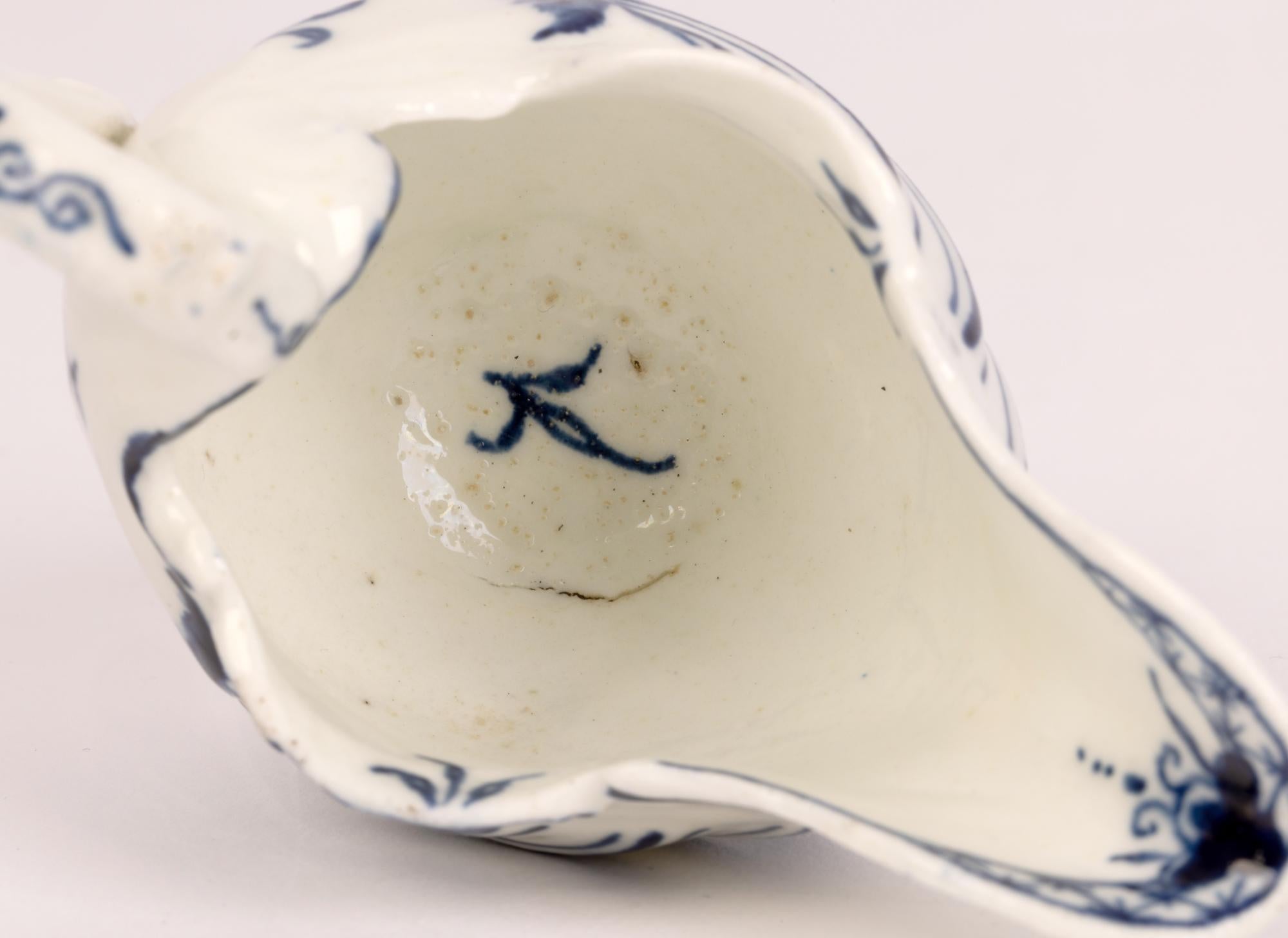 18th Century and Earlier Derby Dolphin & Shell Molded Porcelain Butter Boat Circa 1770 For Sale