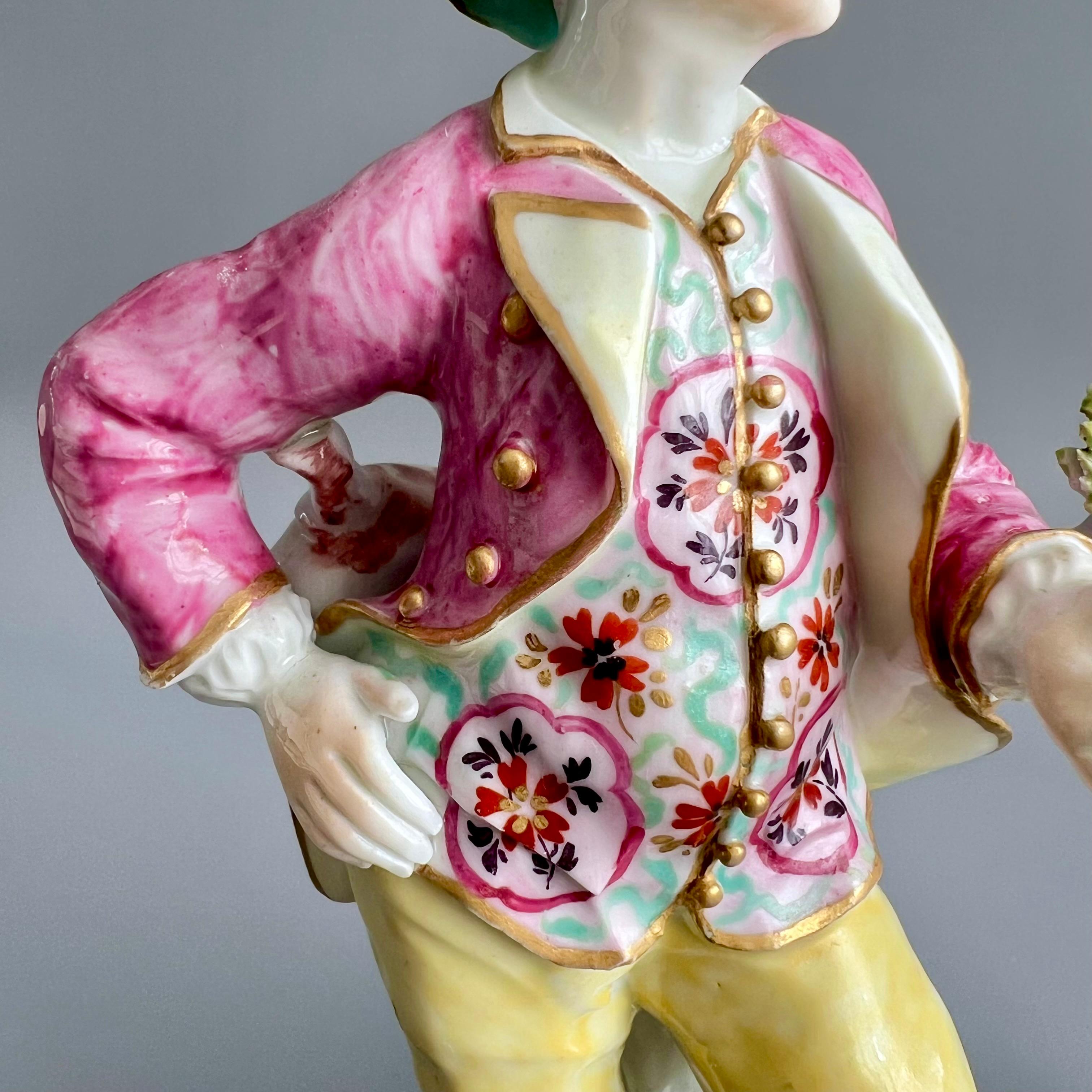 Außergewöhnliches Paar Porzellanfiguren der Hirten der Garland, Derby, um 1765 im Angebot 3