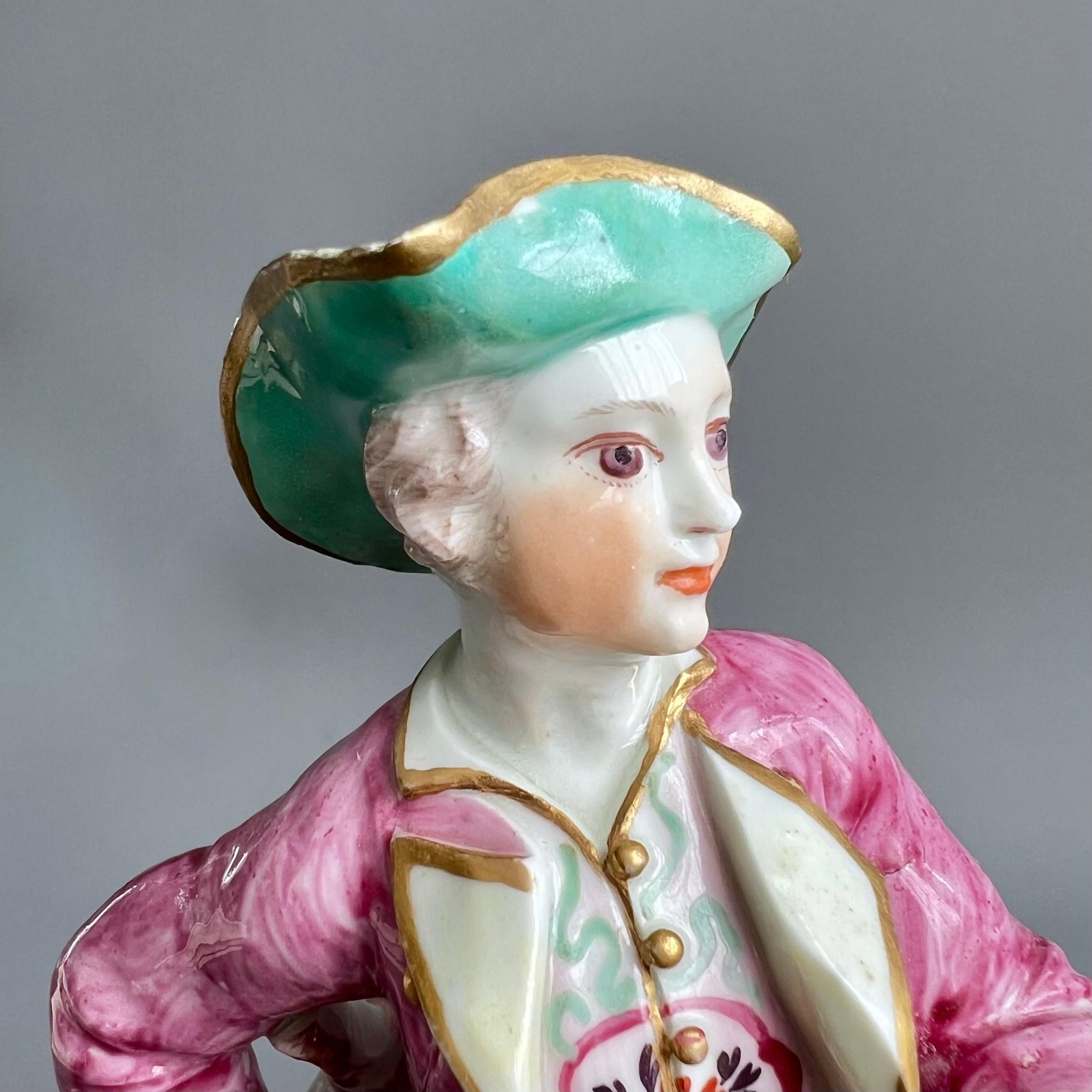 Außergewöhnliches Paar Porzellanfiguren der Hirten der Garland, Derby, um 1765 (Handbemalt) im Angebot