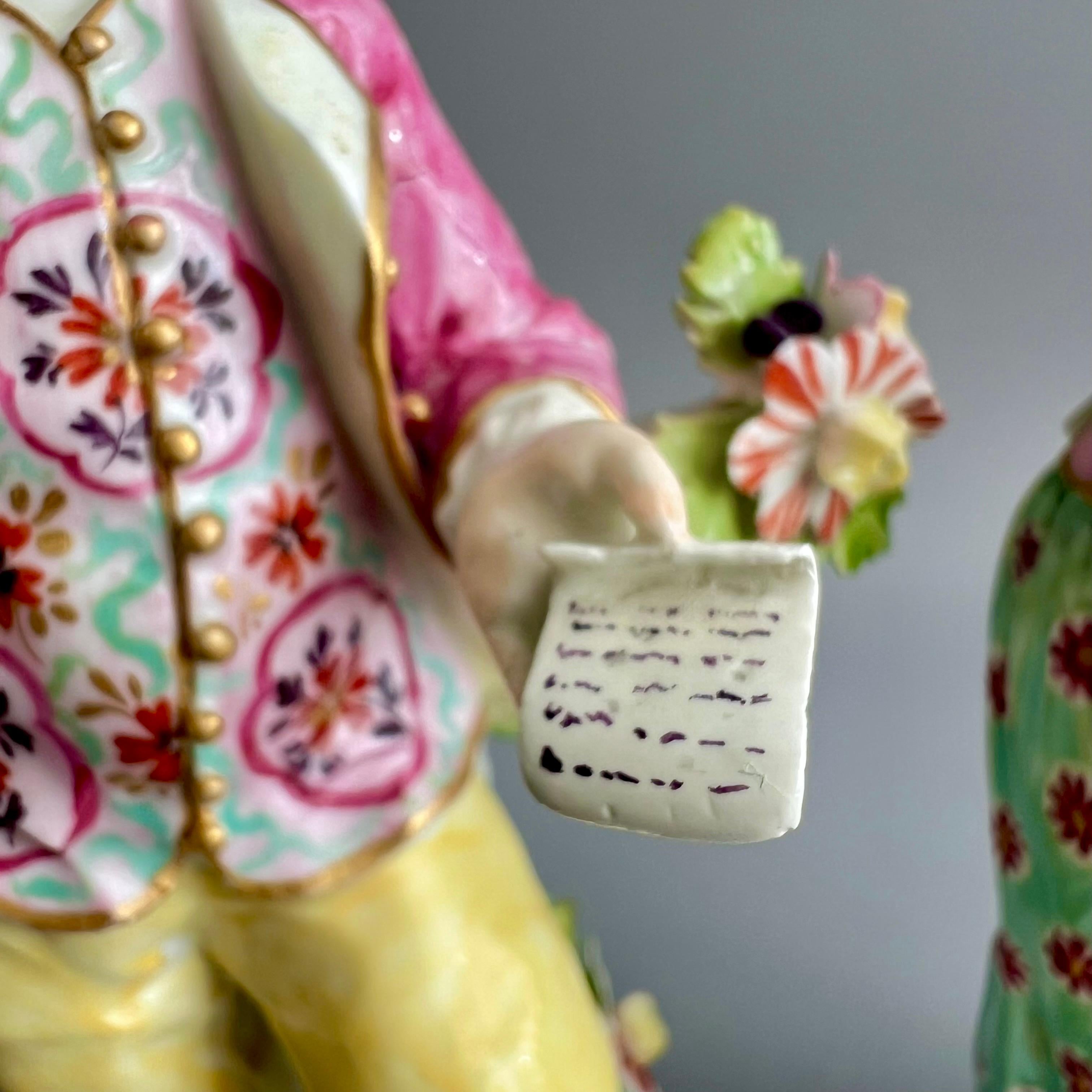 Außergewöhnliches Paar Porzellanfiguren der Hirten der Garland, Derby, um 1765 im Angebot 2