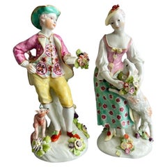 Derby Exceptional Pair of Porcelain Figures of the Garland Shepherds, ca 1765
