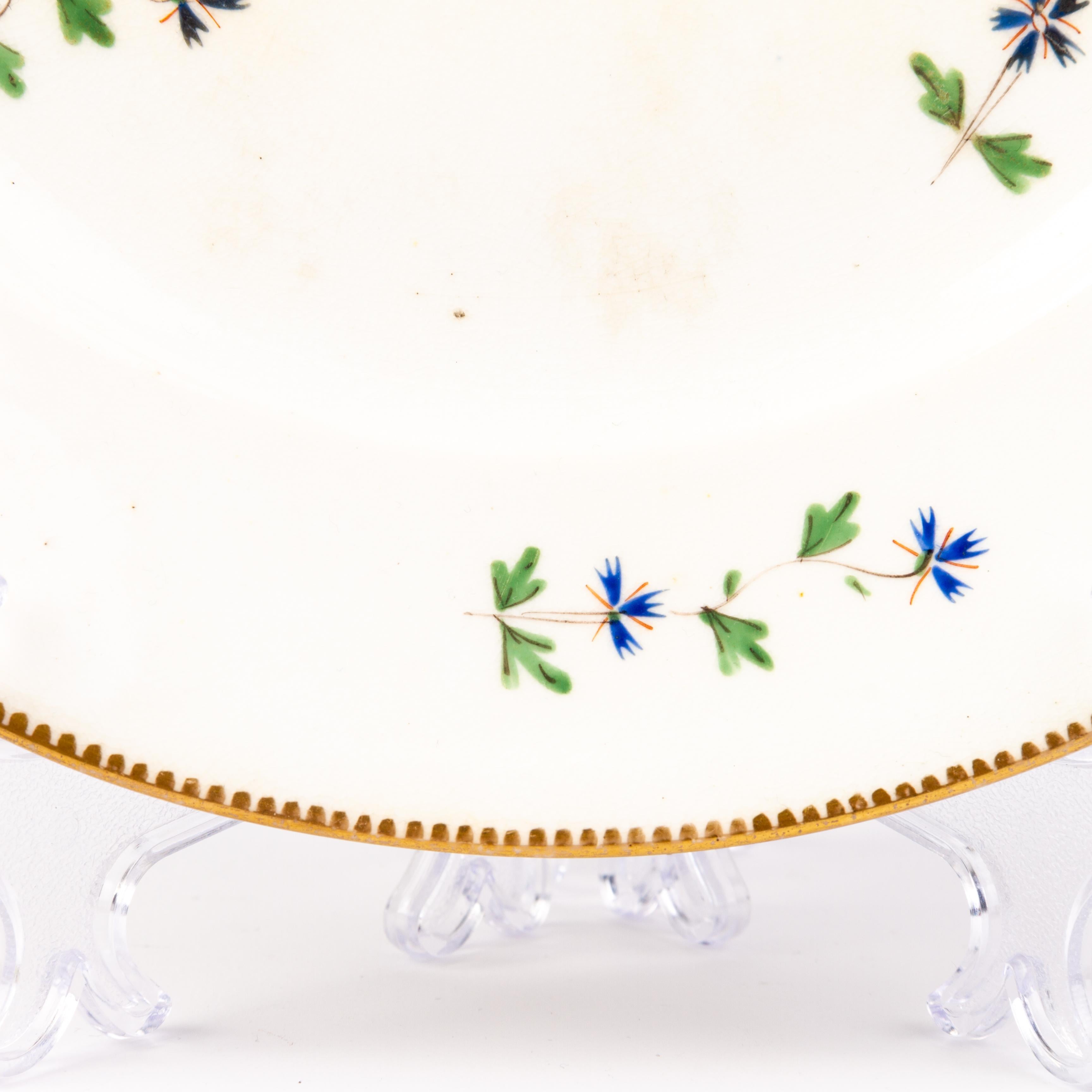 Derby Fine Porcelain Cornflower Pattern Plate 19th Century  In Good Condition For Sale In Nottingham, GB