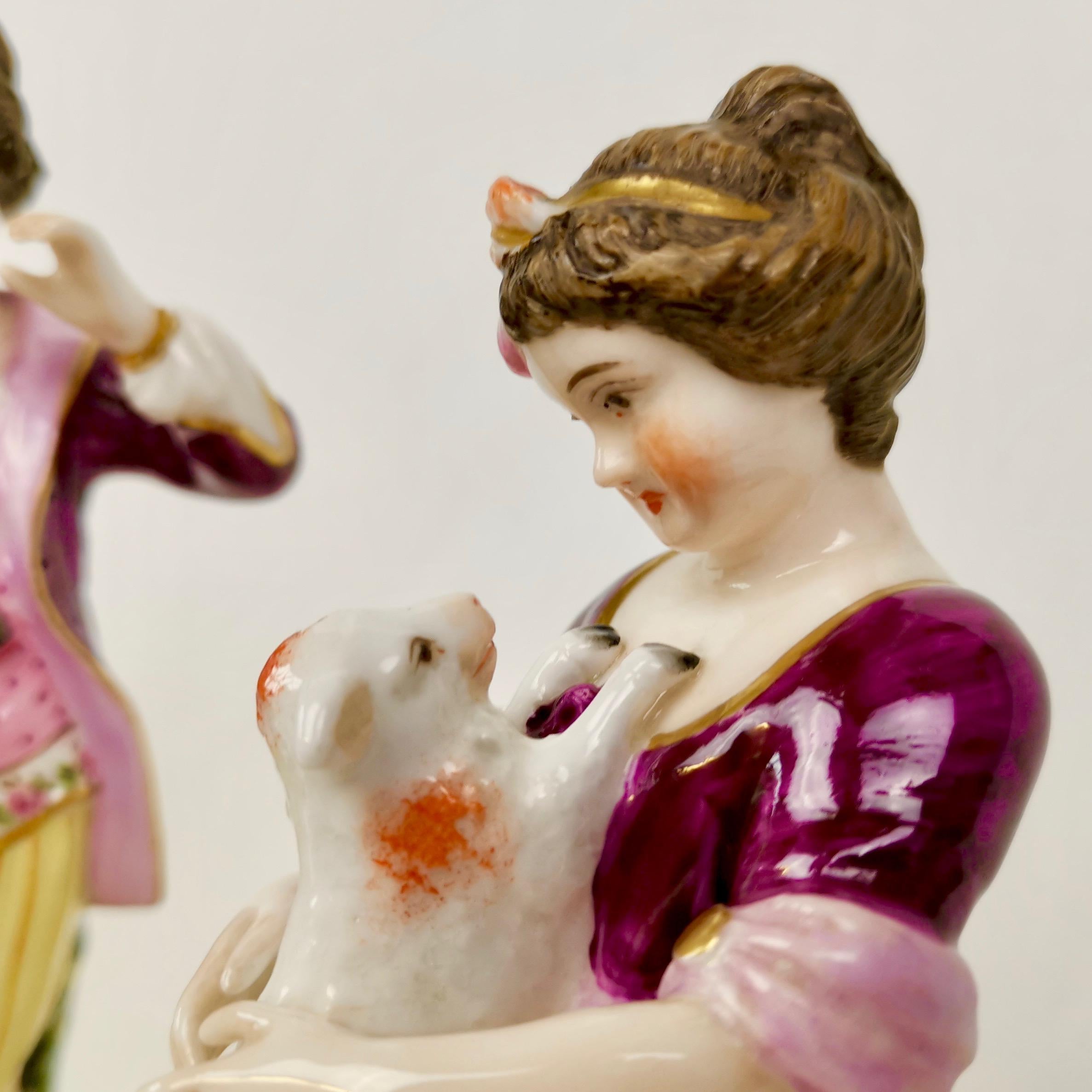 Derby King Street Porcelain Boy and Girl Playing with Dog and Lamb, circa 1915 For Sale 5
