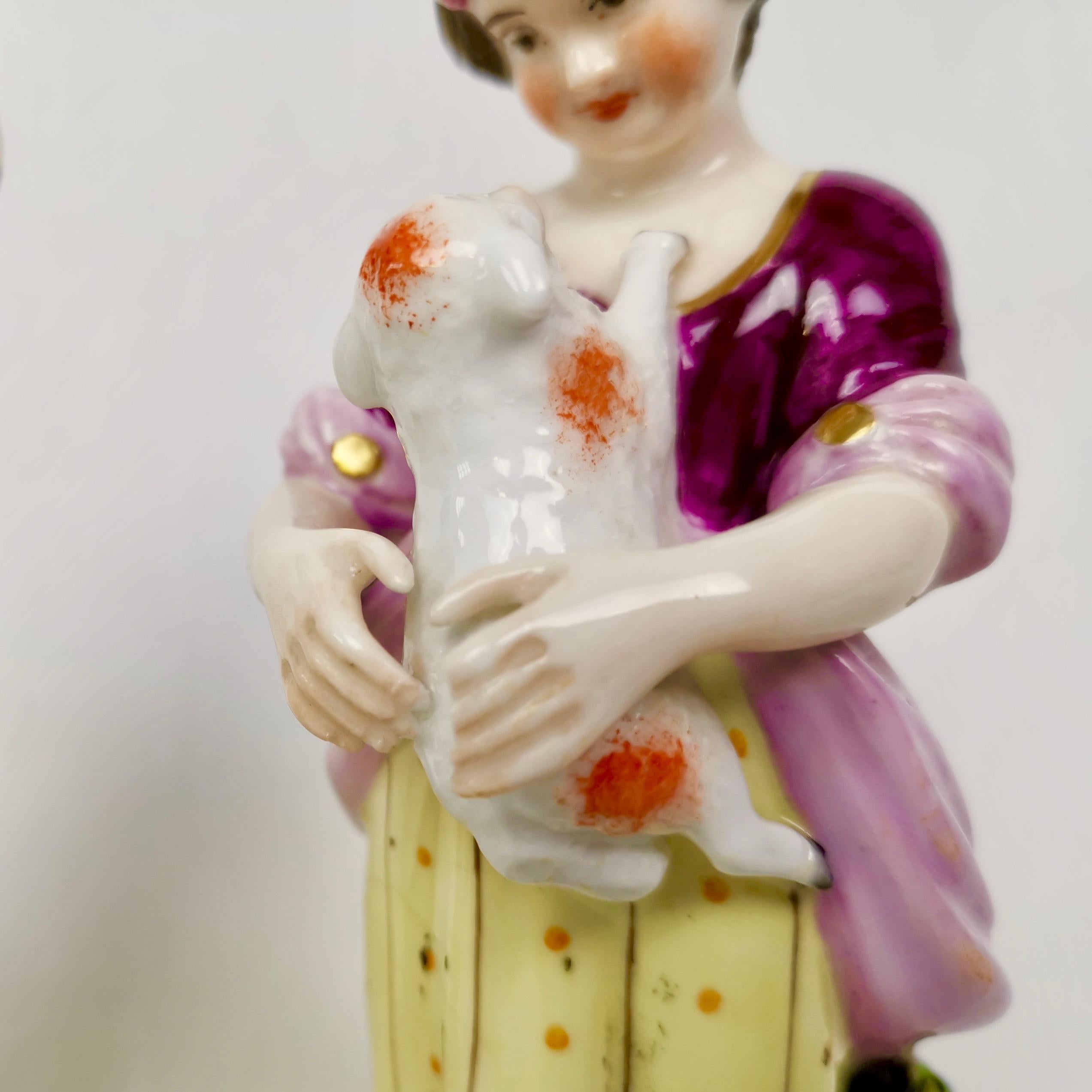 Derby King Street Porcelain Boy and Girl Playing with Dog and Lamb, circa 1915 For Sale 6