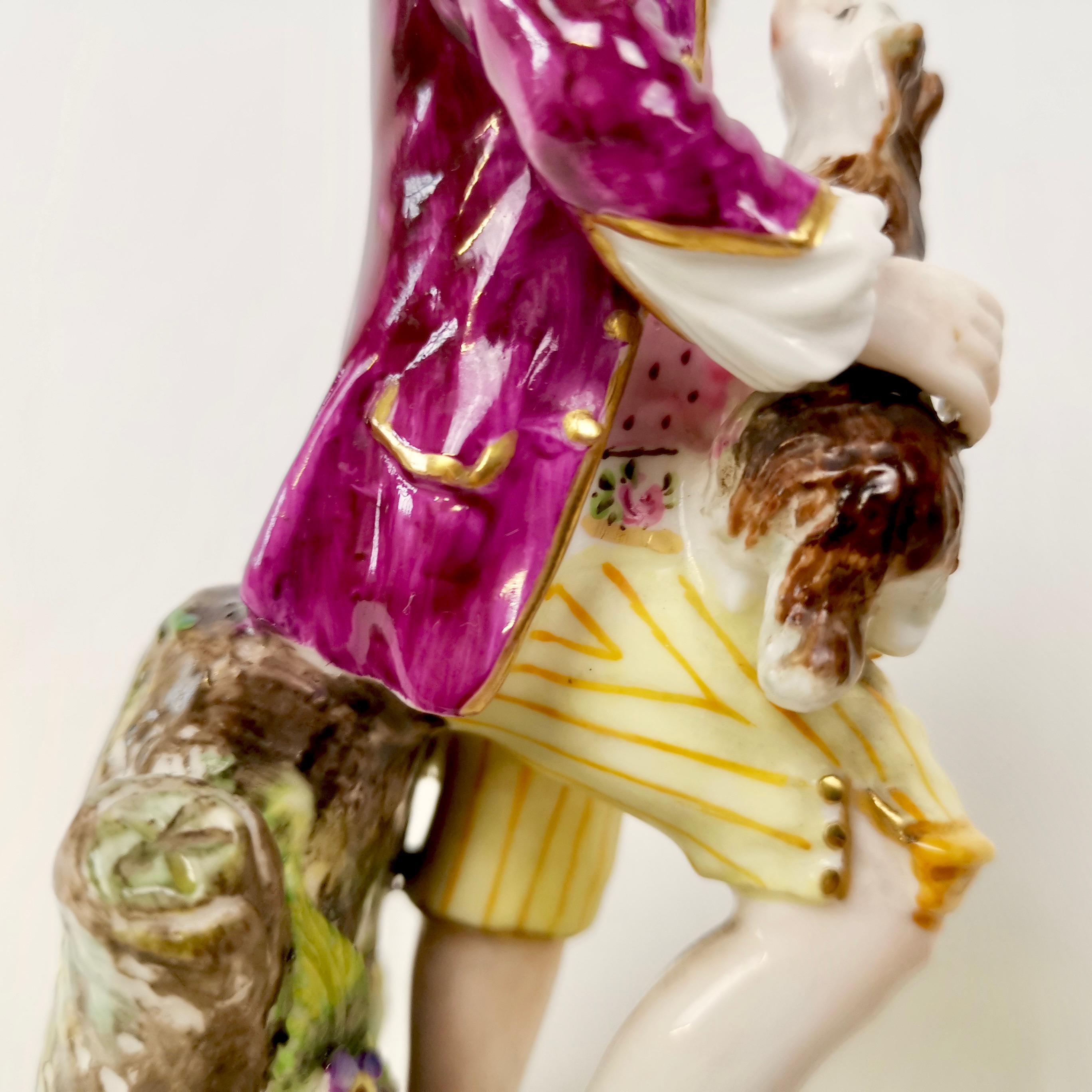 Derby King Street Porcelain Boy and Girl Playing with Dog and Lamb, circa 1915 For Sale 2