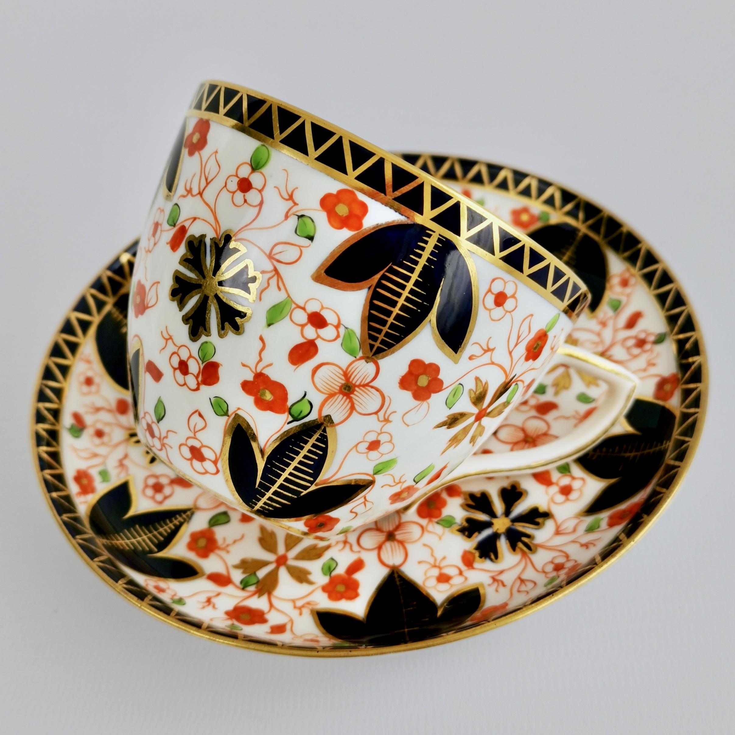 English Derby King Street Porcelain Teacup, Imari Red, Blue and Gilt, Victorian 1889 For Sale