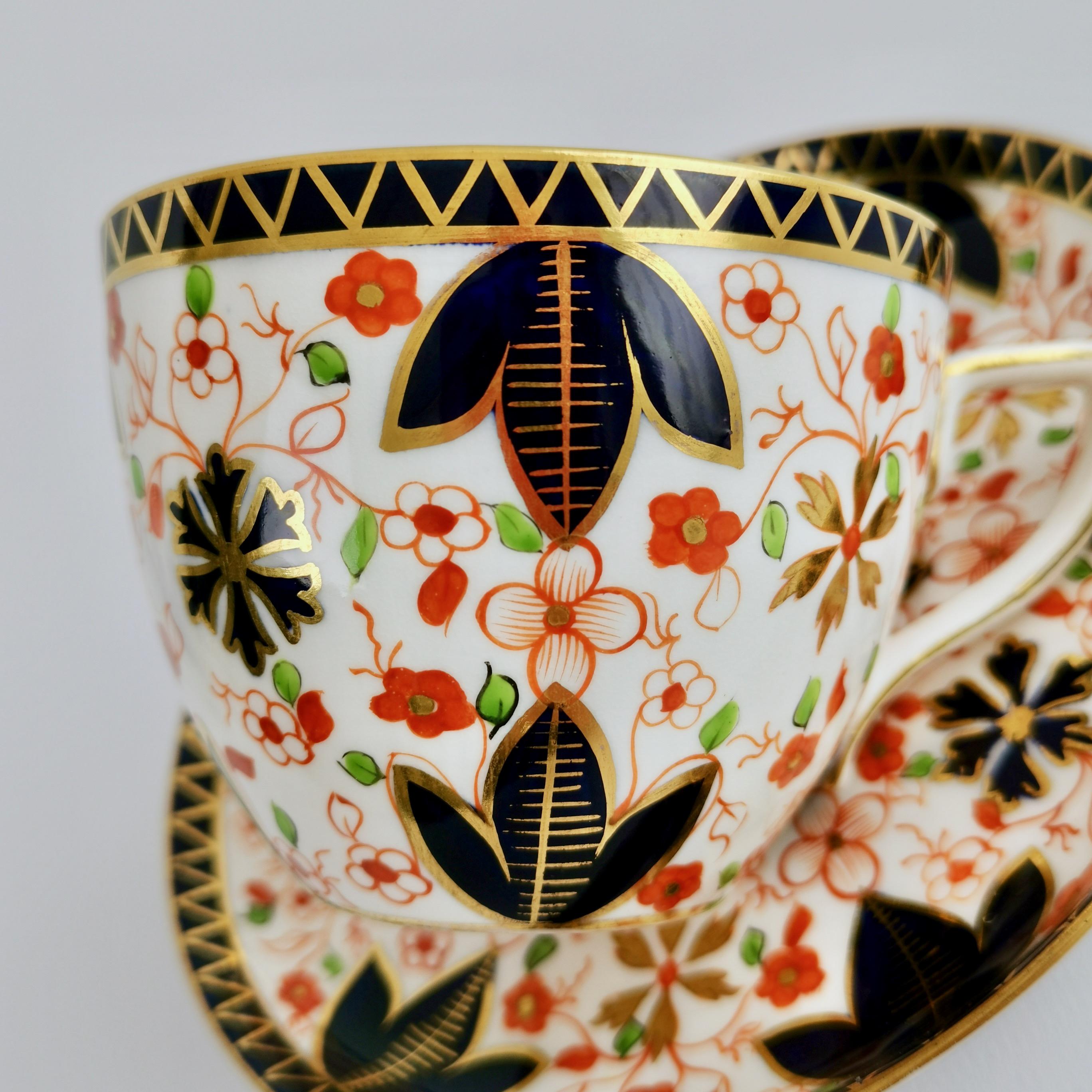 Late 19th Century Derby King Street Porcelain Teacup, Imari Red, Blue and Gilt, Victorian 1889 For Sale