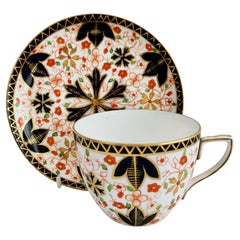 Antique Derby King Street Porcelain Teacup, Imari Red, Blue and Gilt, Victorian 1889