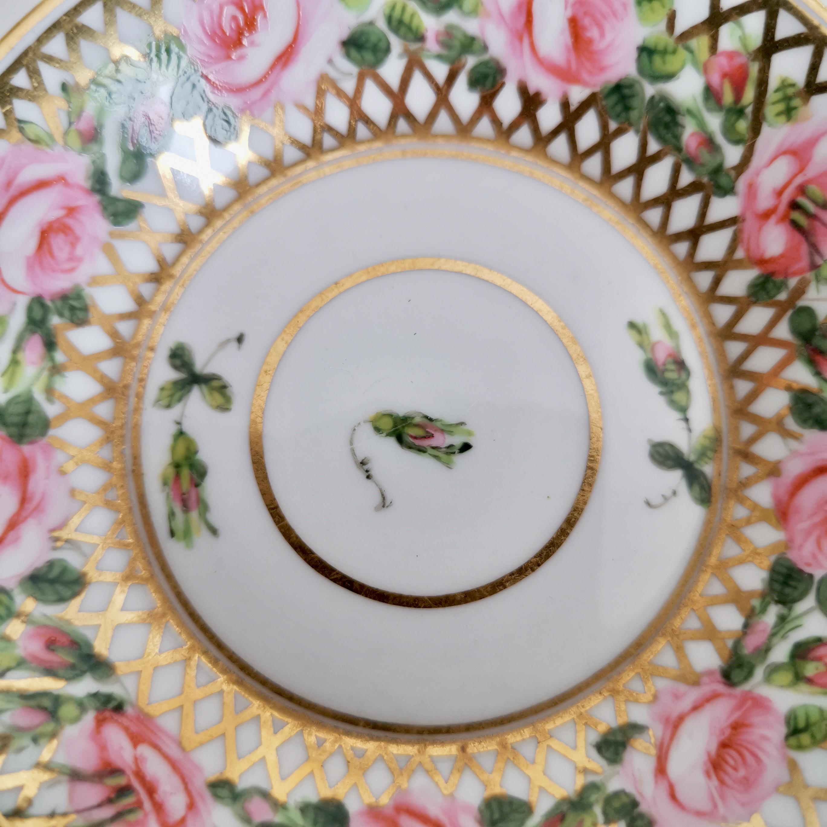 Derby King Street Tiny Porcelain Demitasse Cup, Pink Roses and Gilt, 1862-1935 3